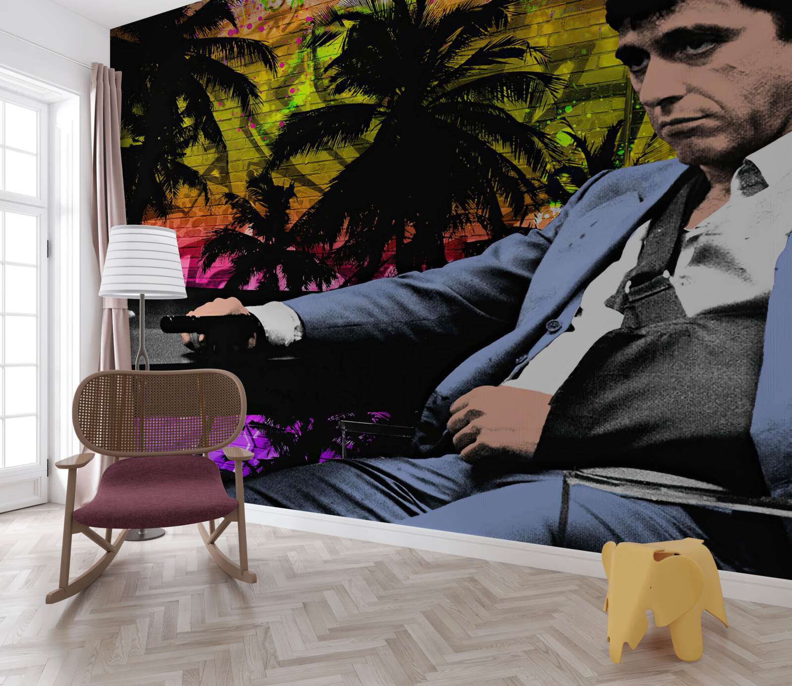 Fototapet un om trist stătea la o masă