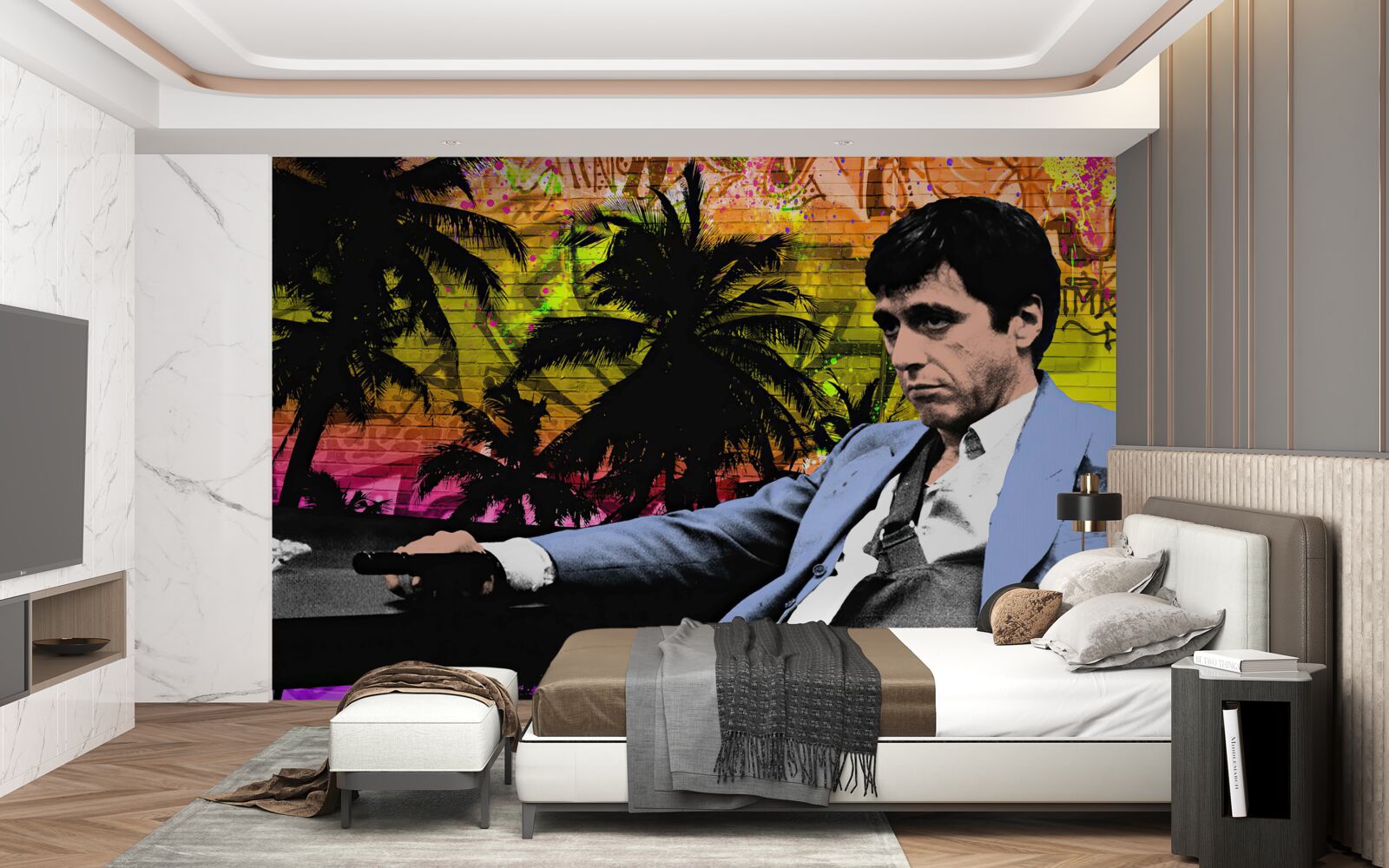 Fototapet un om trist stătea la o masă