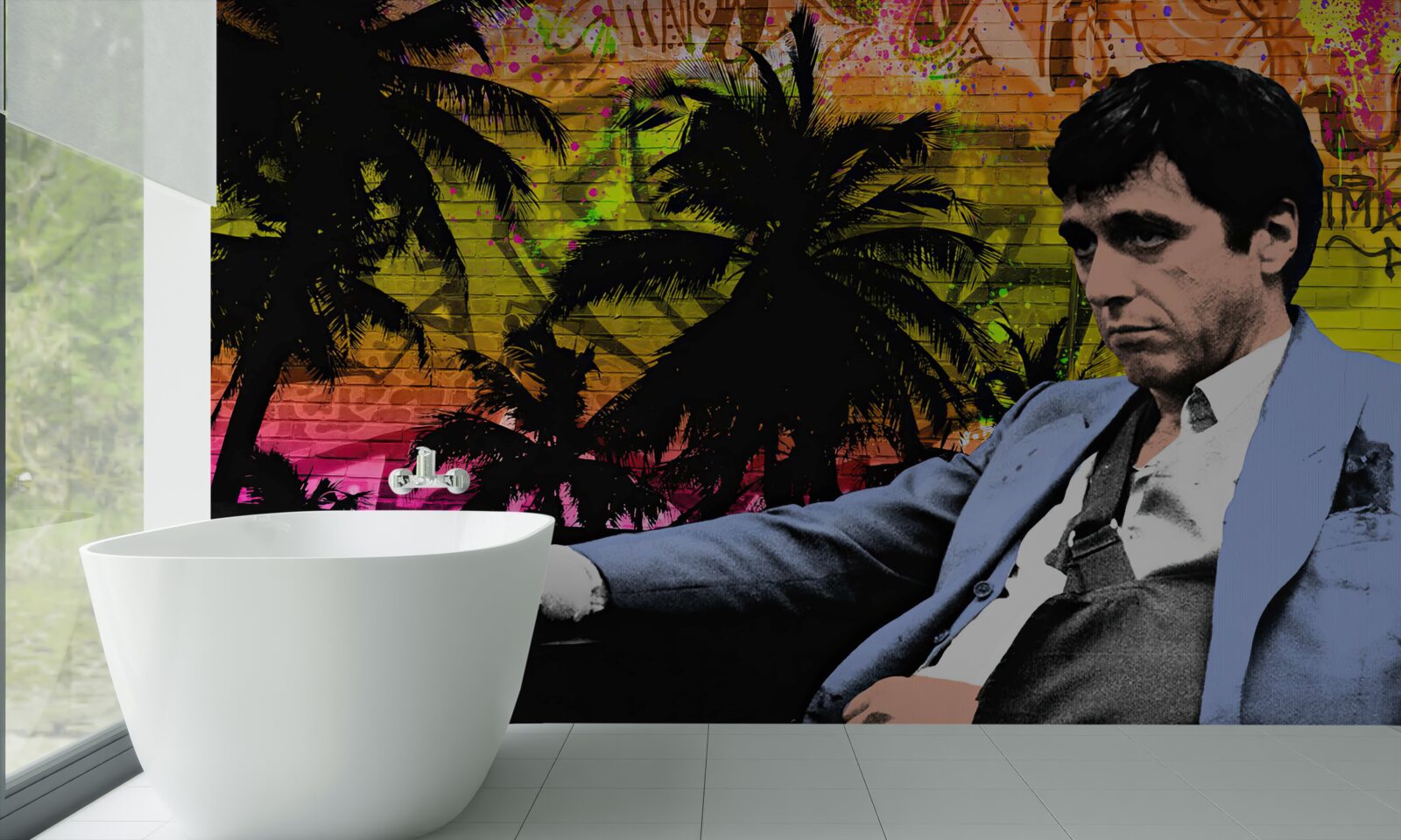 Fototapet un om trist stătea la o masă