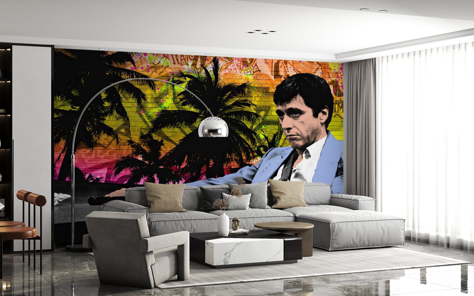 Fototapet un om trist stătea la o masă