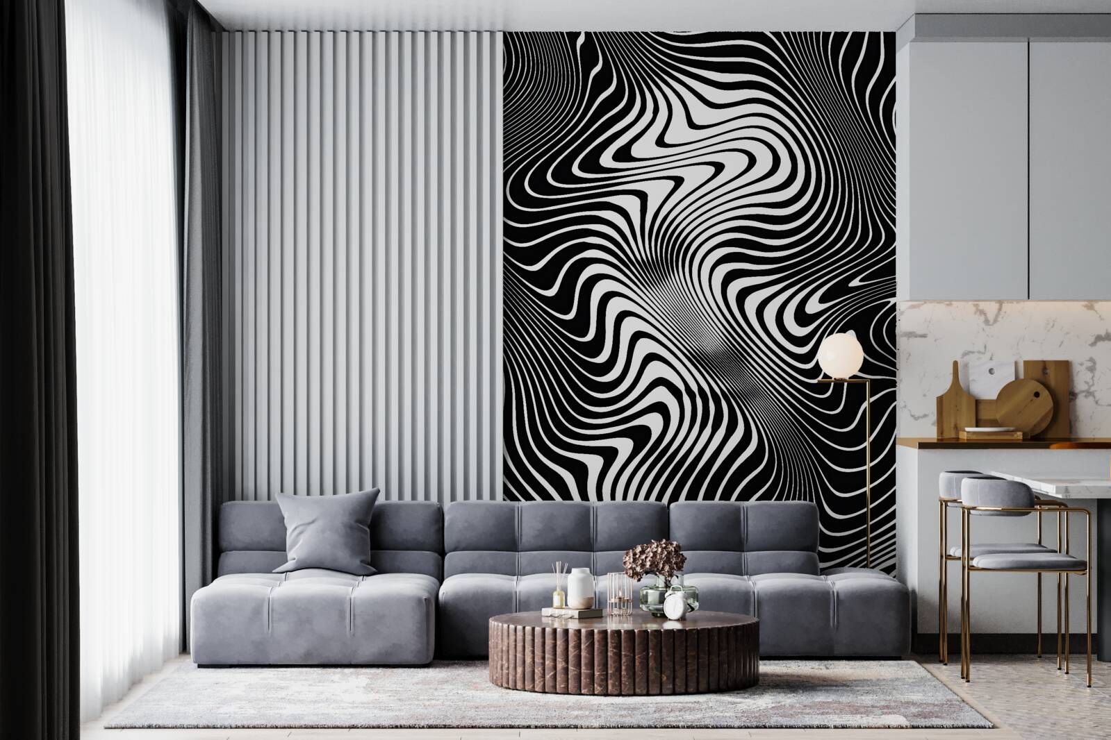 Fototapet imaginea unei fete cu contururi abstracte