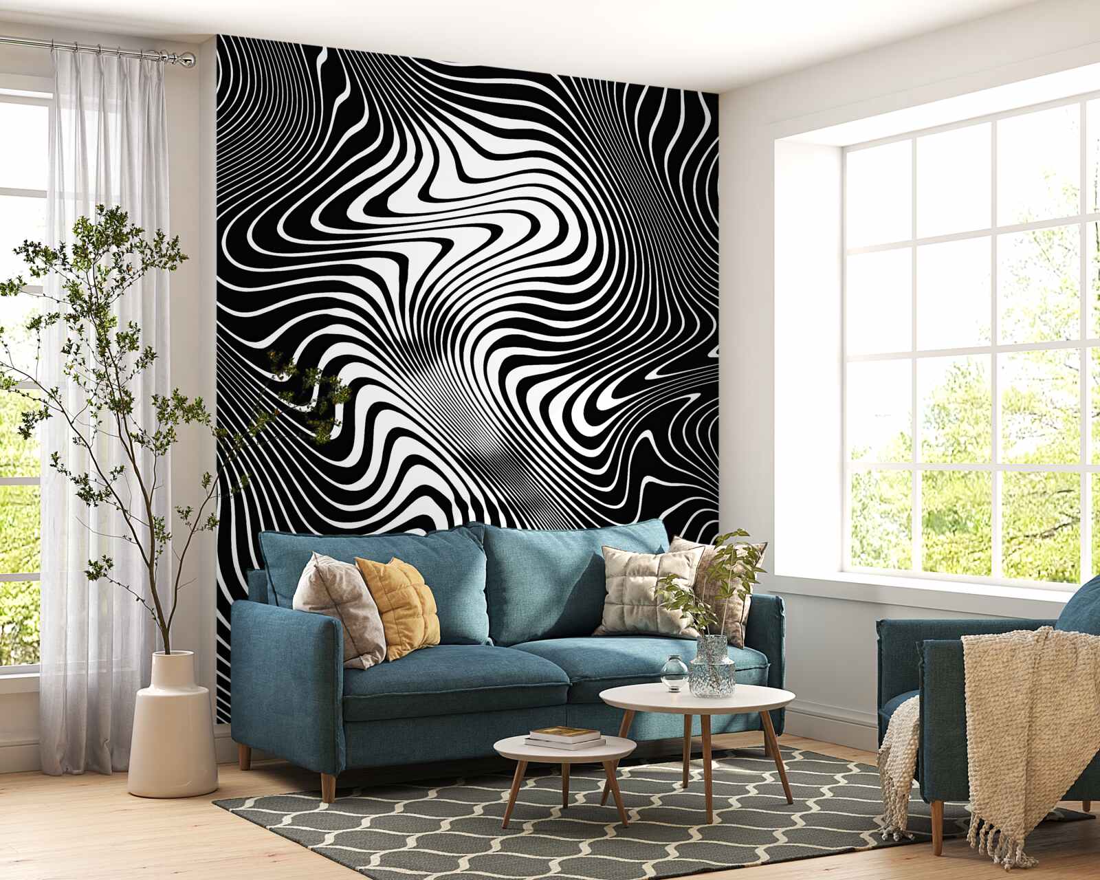 Fototapet imaginea unei fete cu contururi abstracte