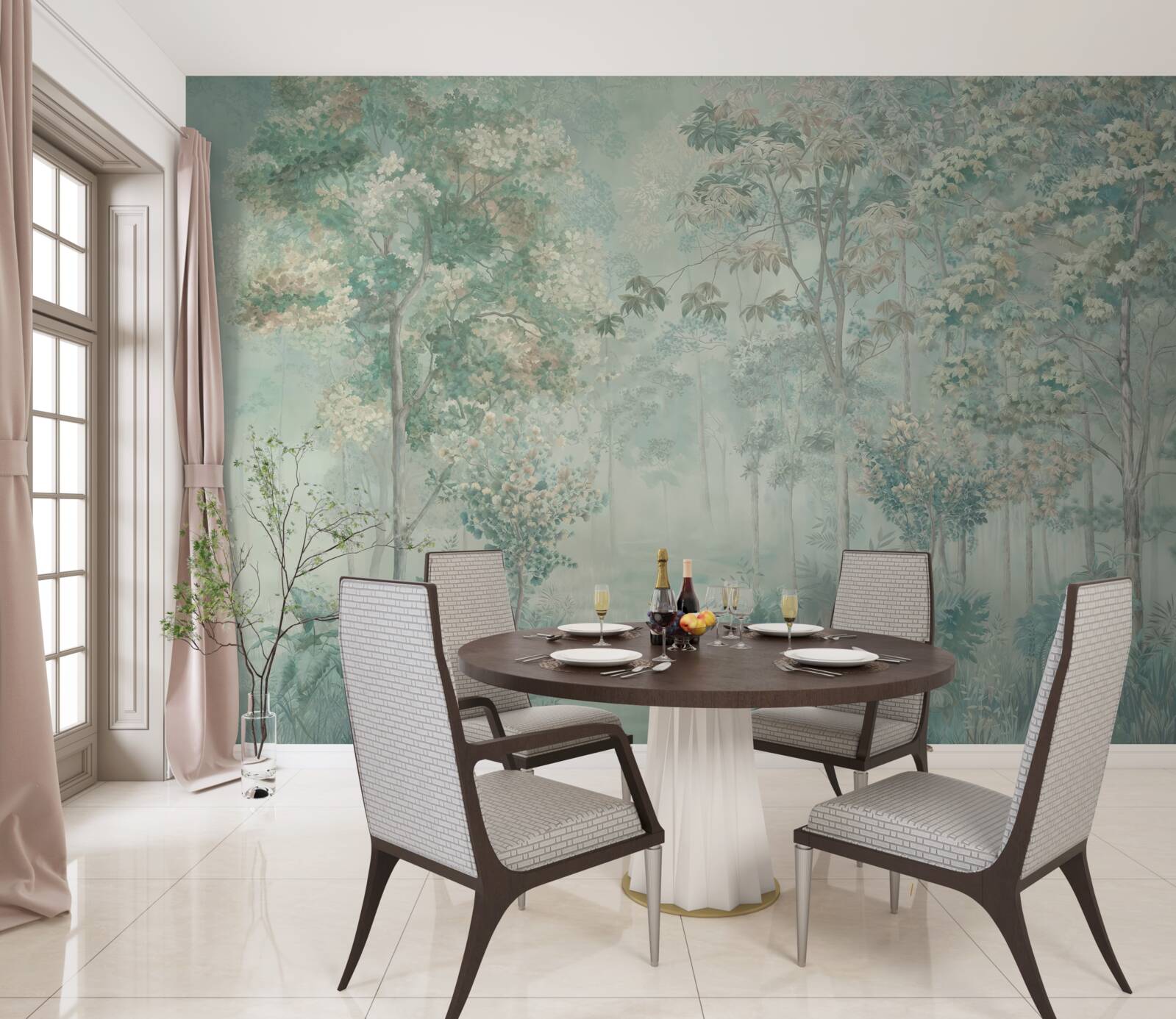 Fototapet pădure misterioasă învăluită în ceață