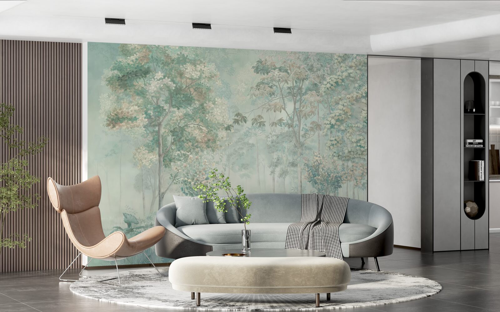 Fototapet pădure misterioasă învăluită în ceață