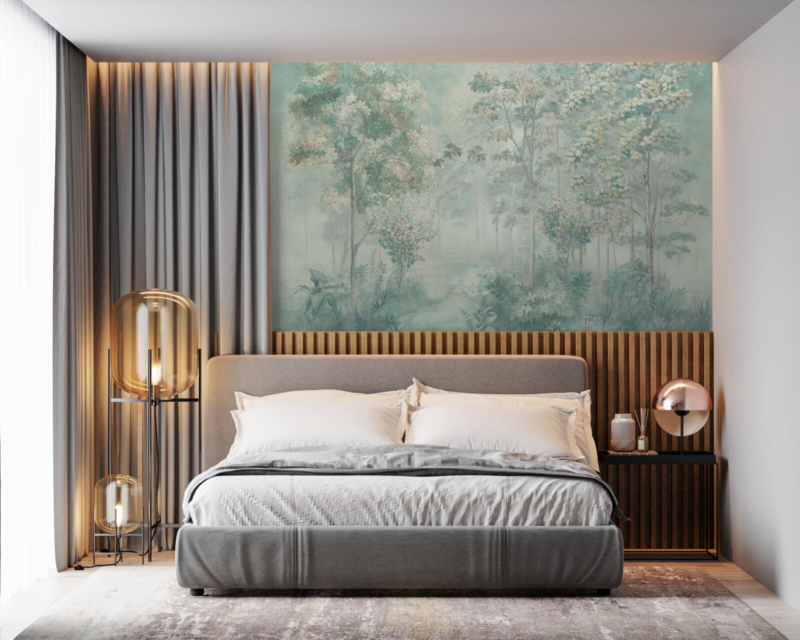 Fototapet pădure misterioasă învăluită în ceață