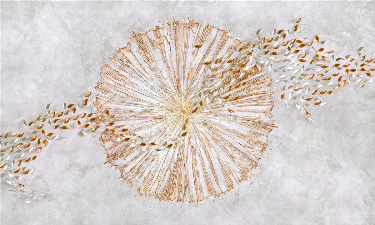 Fototapet cerc de aur și petale plutitoare