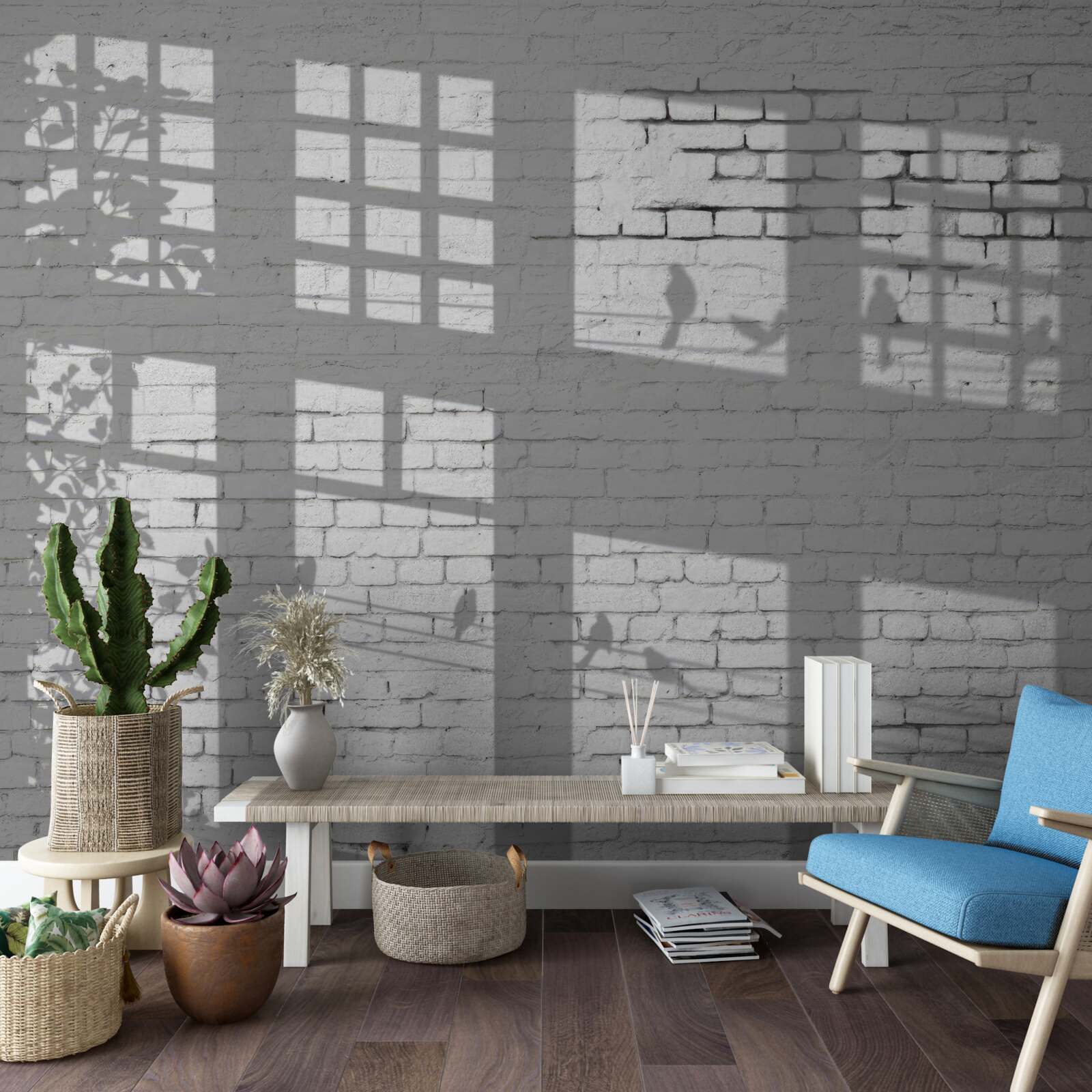 Fototapet reflecții pe cărămida de lumină