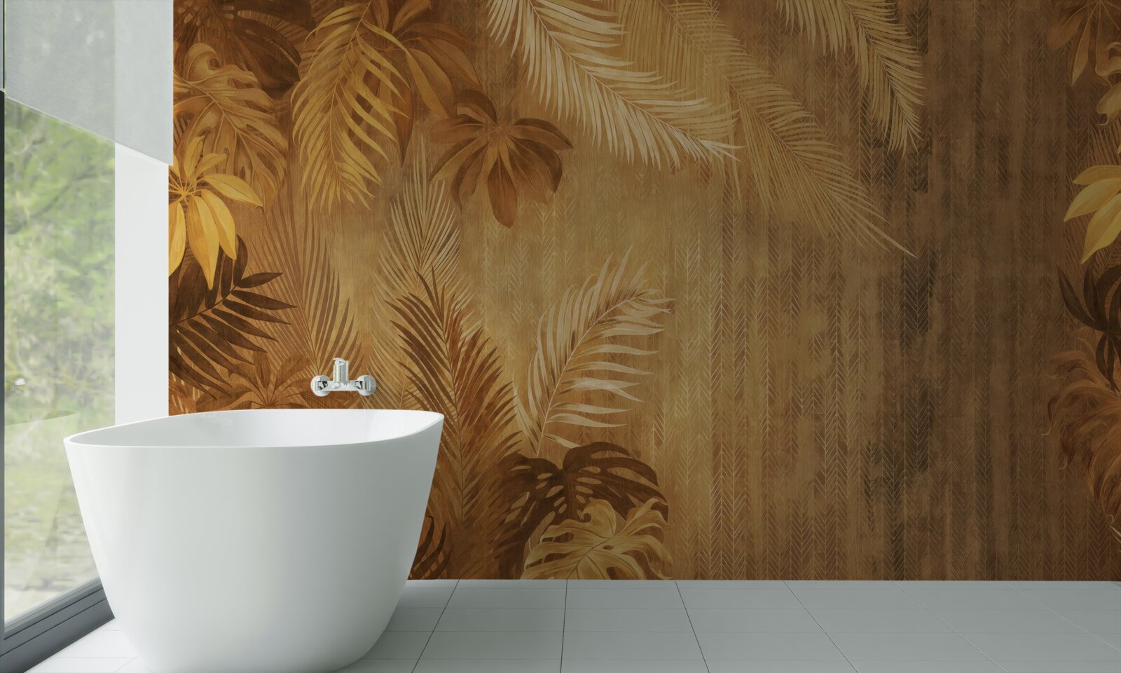 Fototapet frunze maro și perete