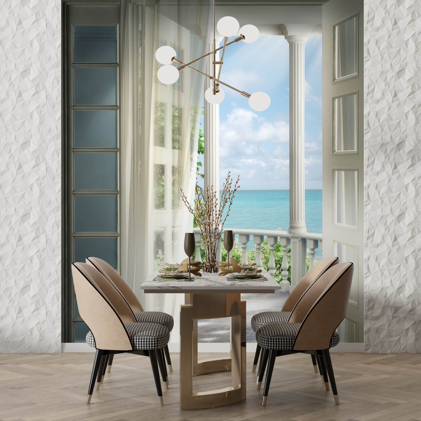 Fototapet ușa de la balcon este deschisă