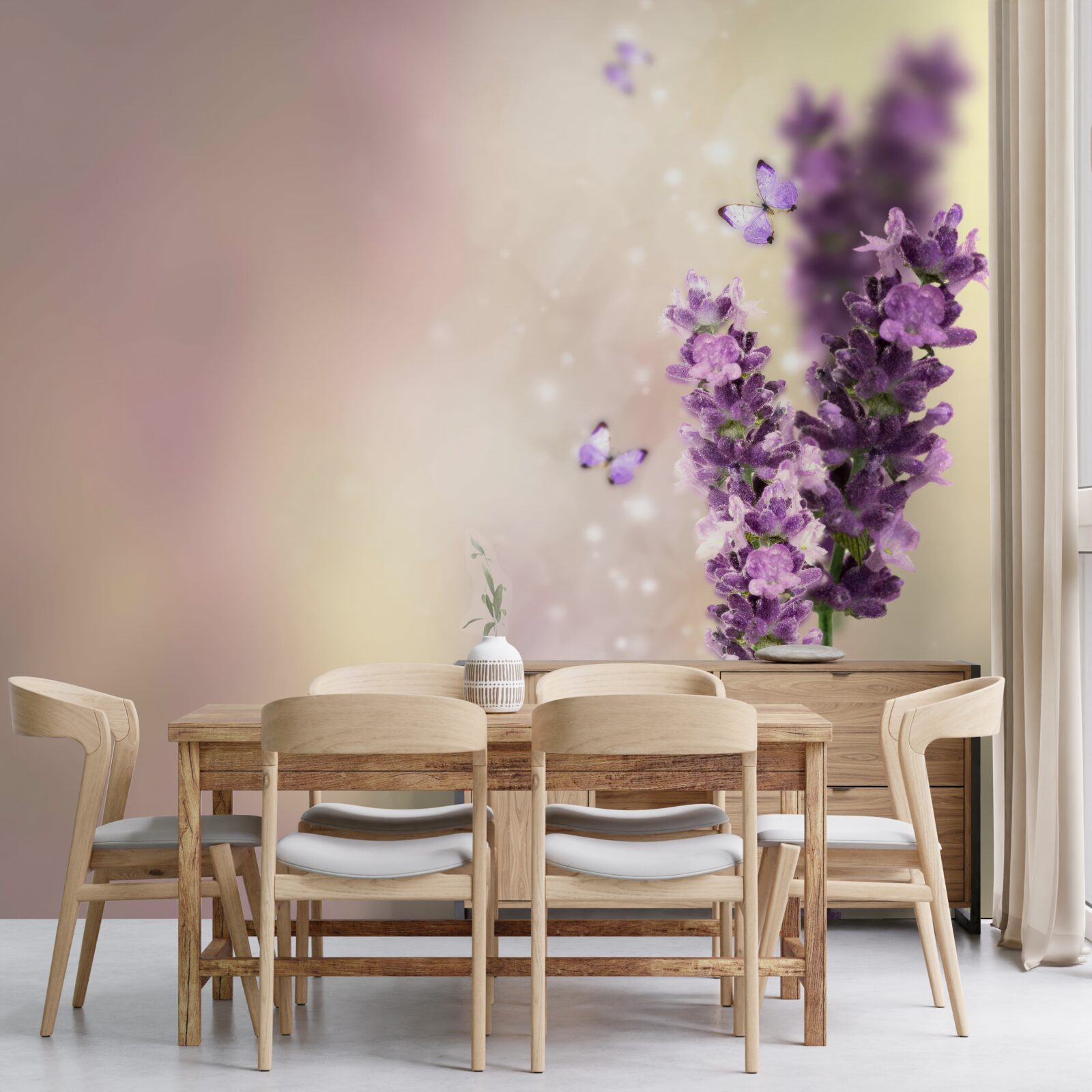 Fototapet levănțică înconjurată de fluturi zburători