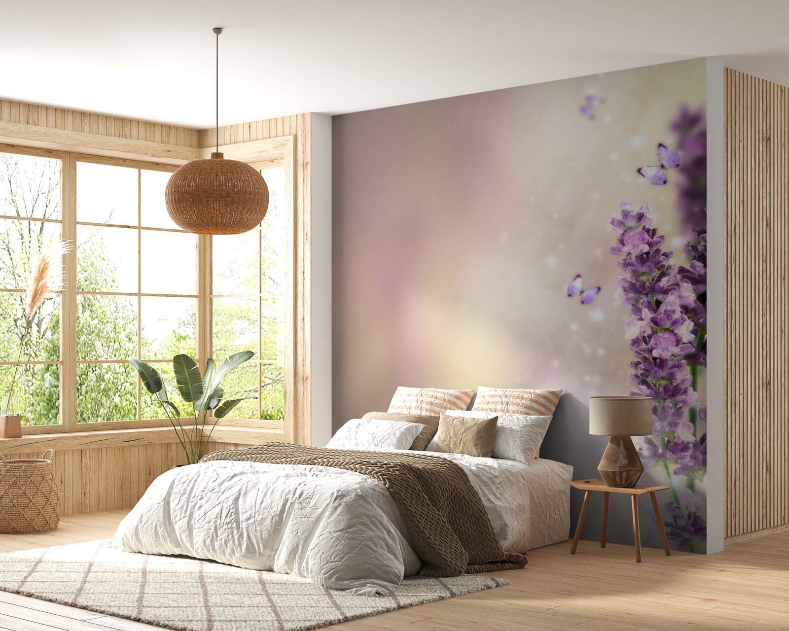 Fototapet levănțică înconjurată de fluturi zburători