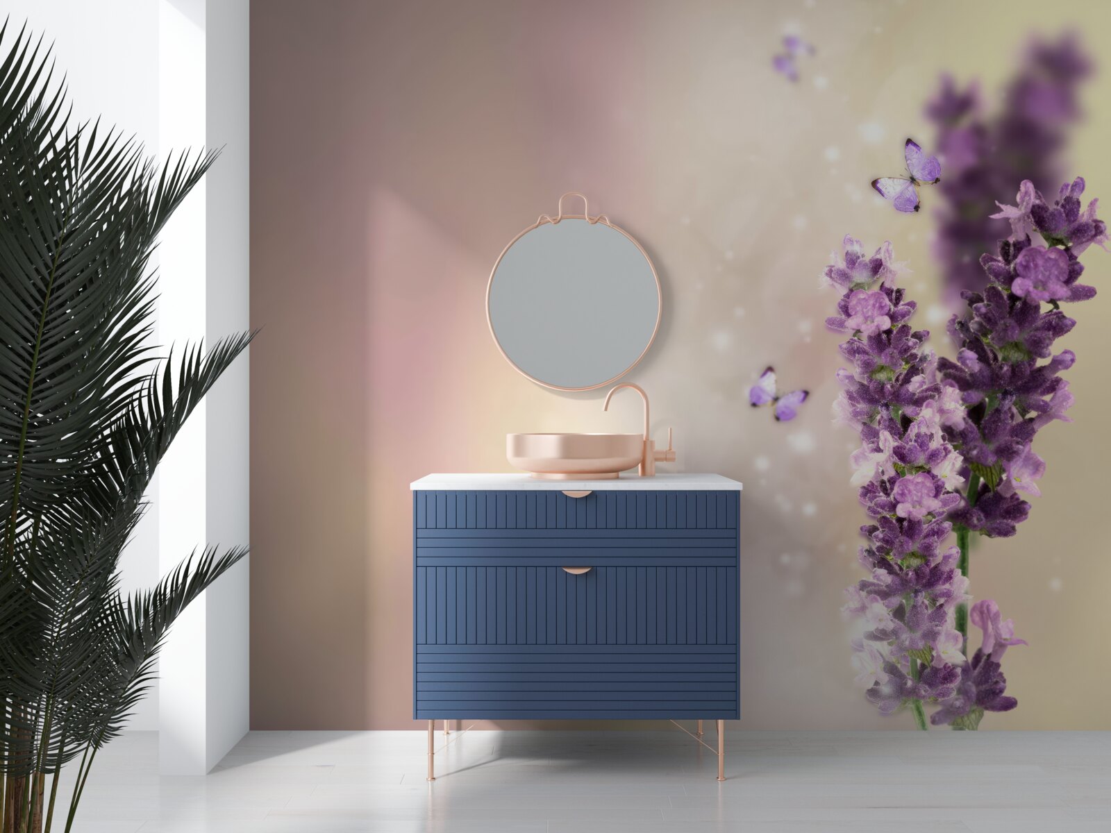 Fototapet levănțică înconjurată de fluturi zburători