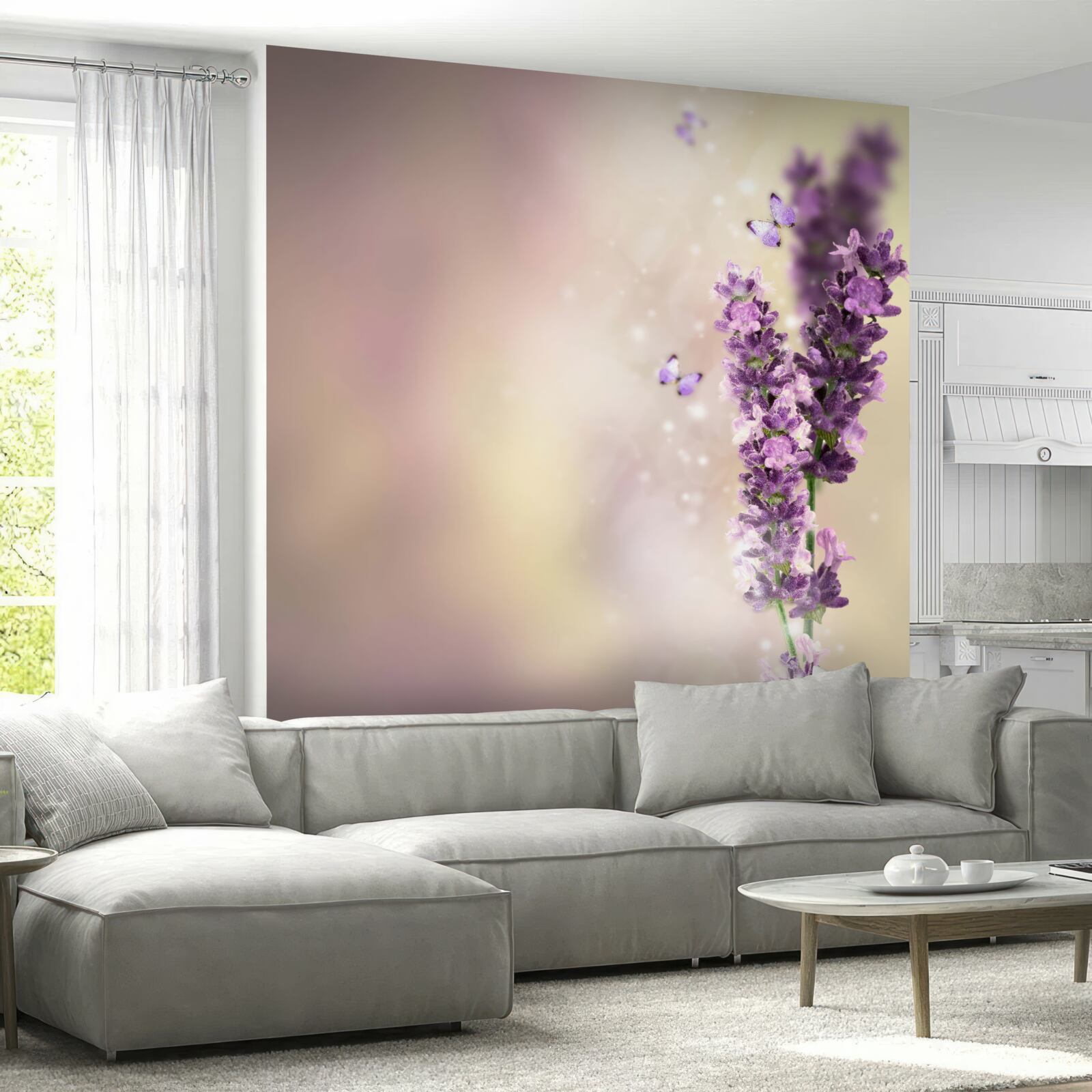 Fototapet levănțică înconjurată de fluturi zburători