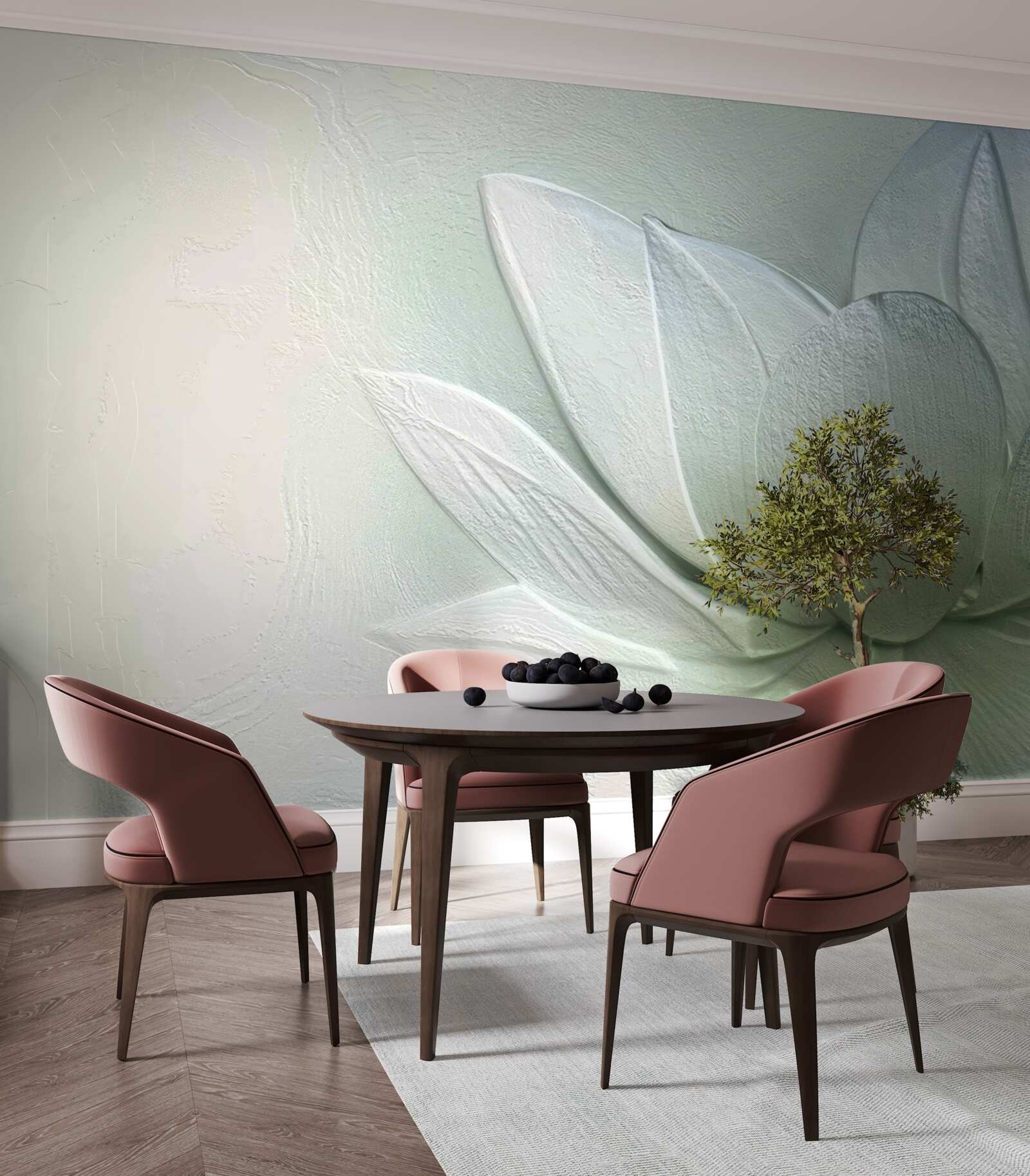 Fototapet maiestuoasă și uimitoare floare albă ca zăpada