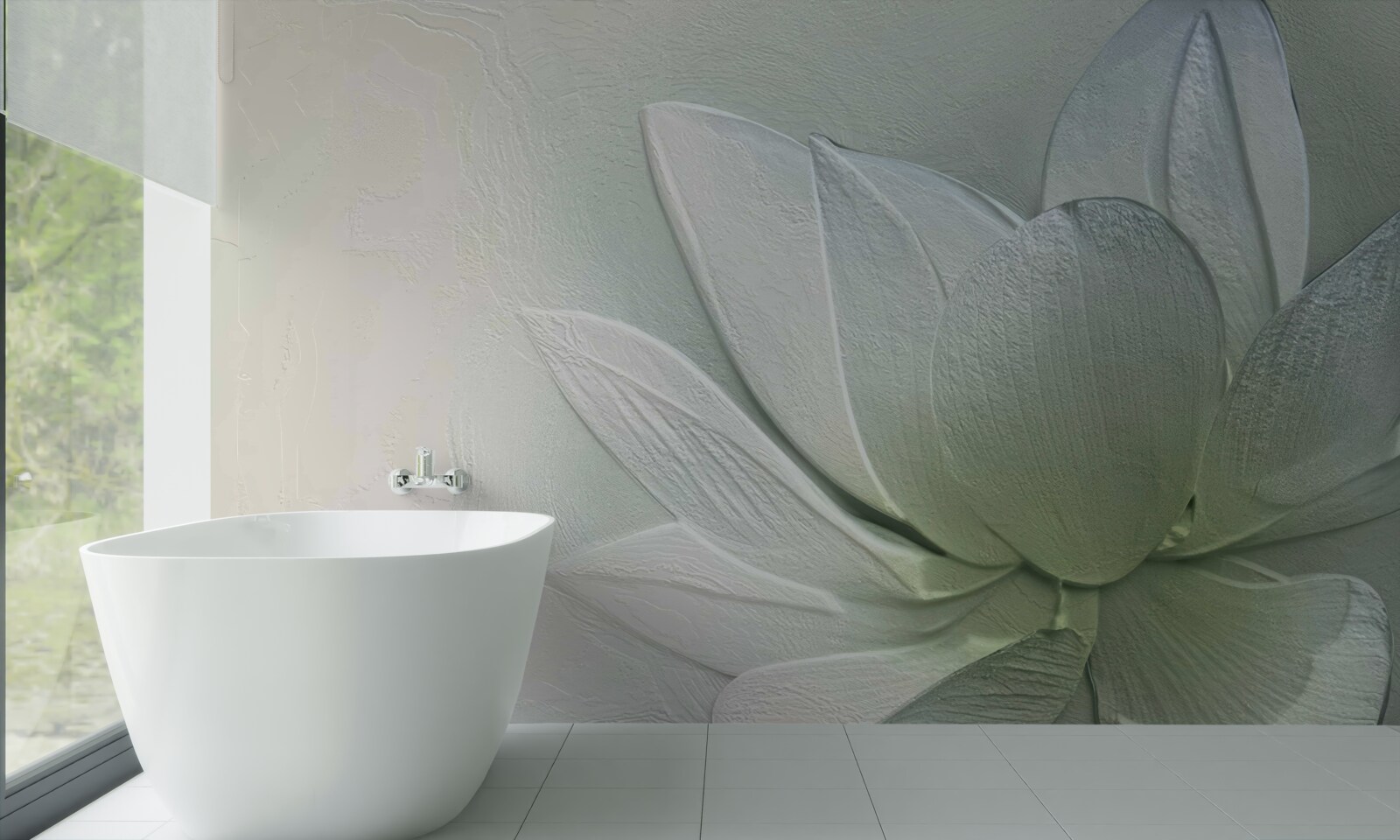 Fototapet maiestuoasă și uimitoare floare albă ca zăpada