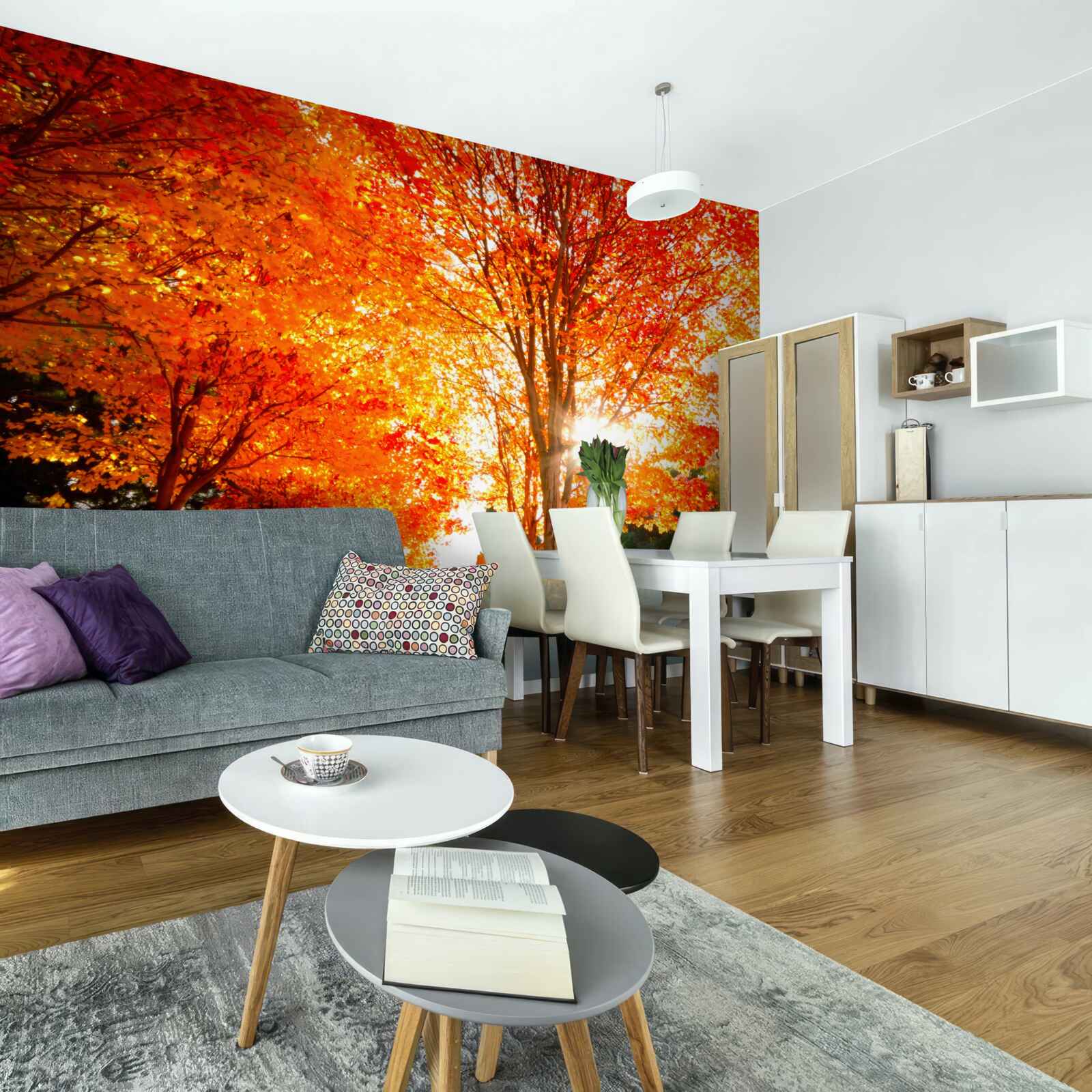 Fototapet pădure plină de culori de toamnă