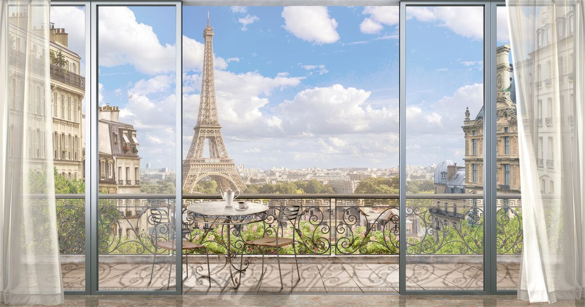 Fototapet vedere la turnul eiffel din balcon