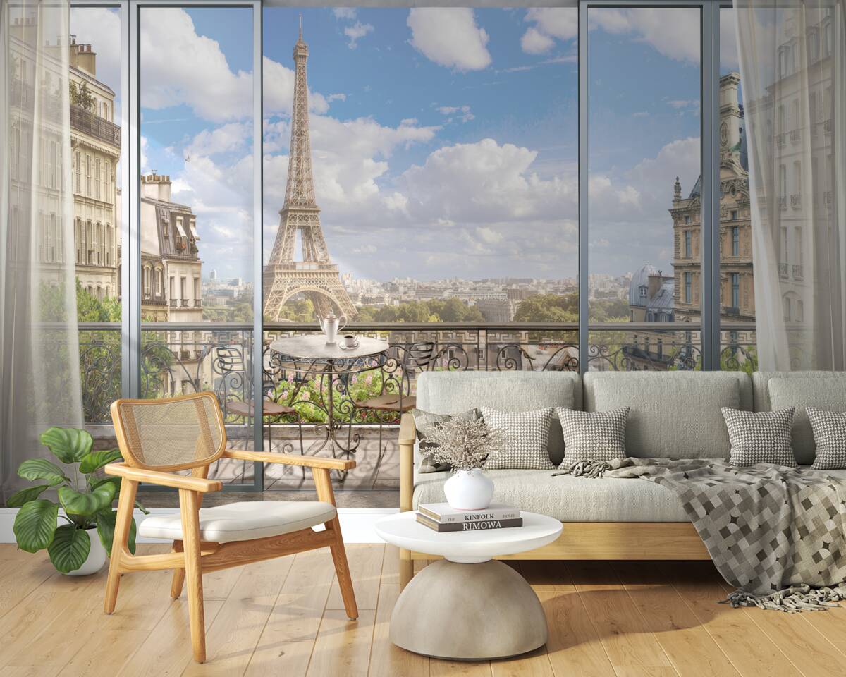 Fototapet vedere la turnul eiffel din balcon