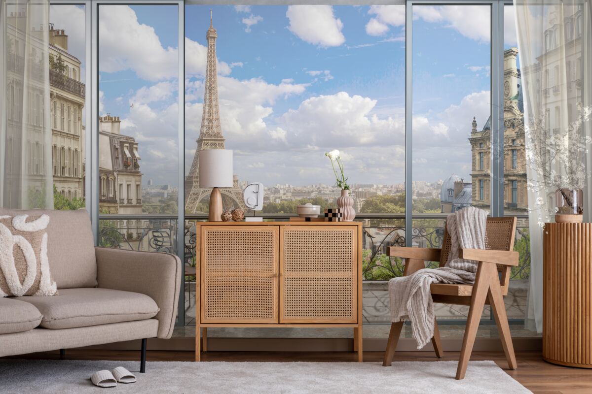 Fototapet vedere la turnul eiffel din balcon
