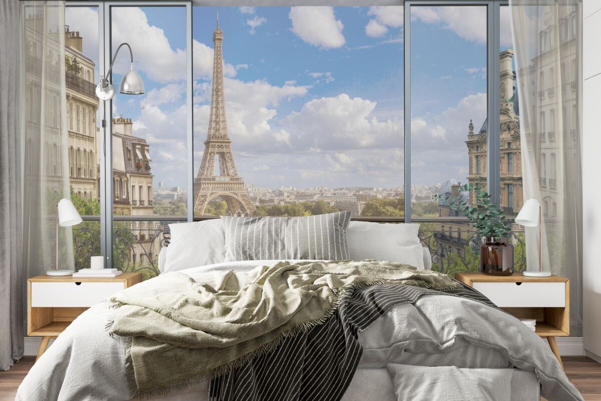 Fototapet vedere la turnul eiffel din balcon