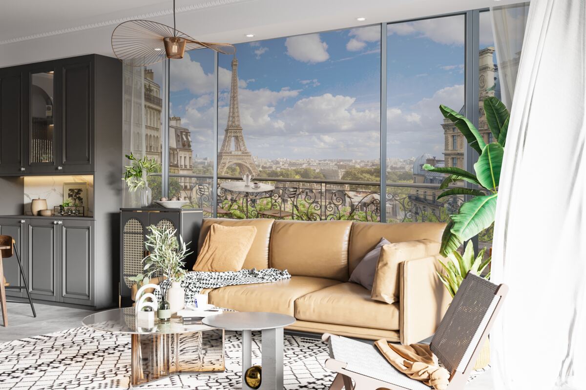 Fototapet vedere la turnul eiffel din balcon