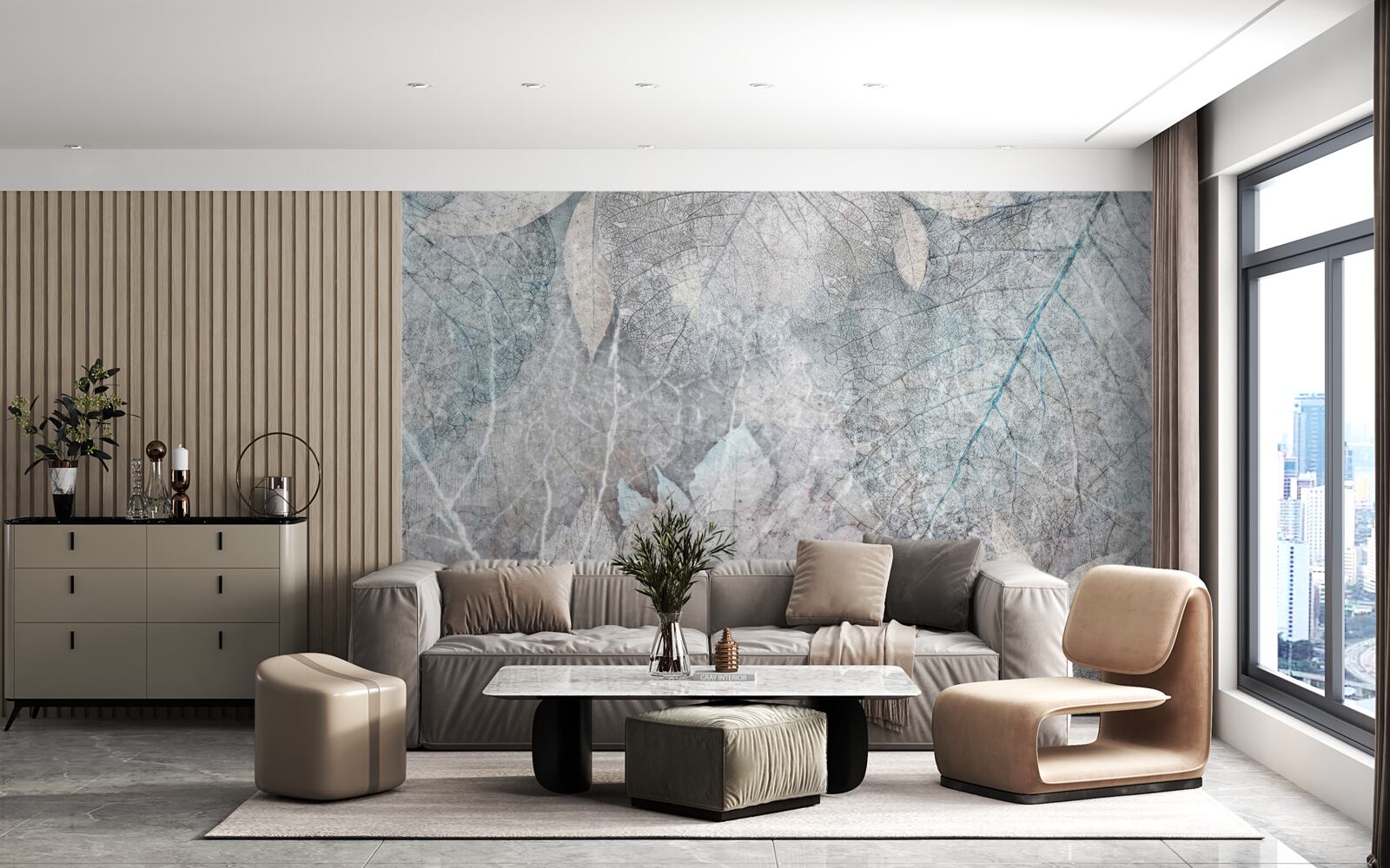 Fototapet colecție de plante uscate pe un fundal gri