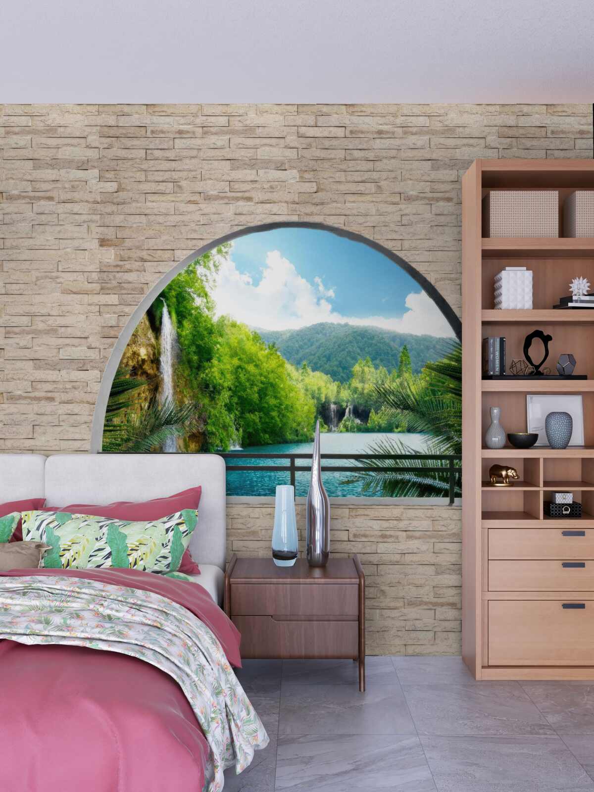 Fototapet o gaură în perete care oferă o priveliște pitorească a naturii