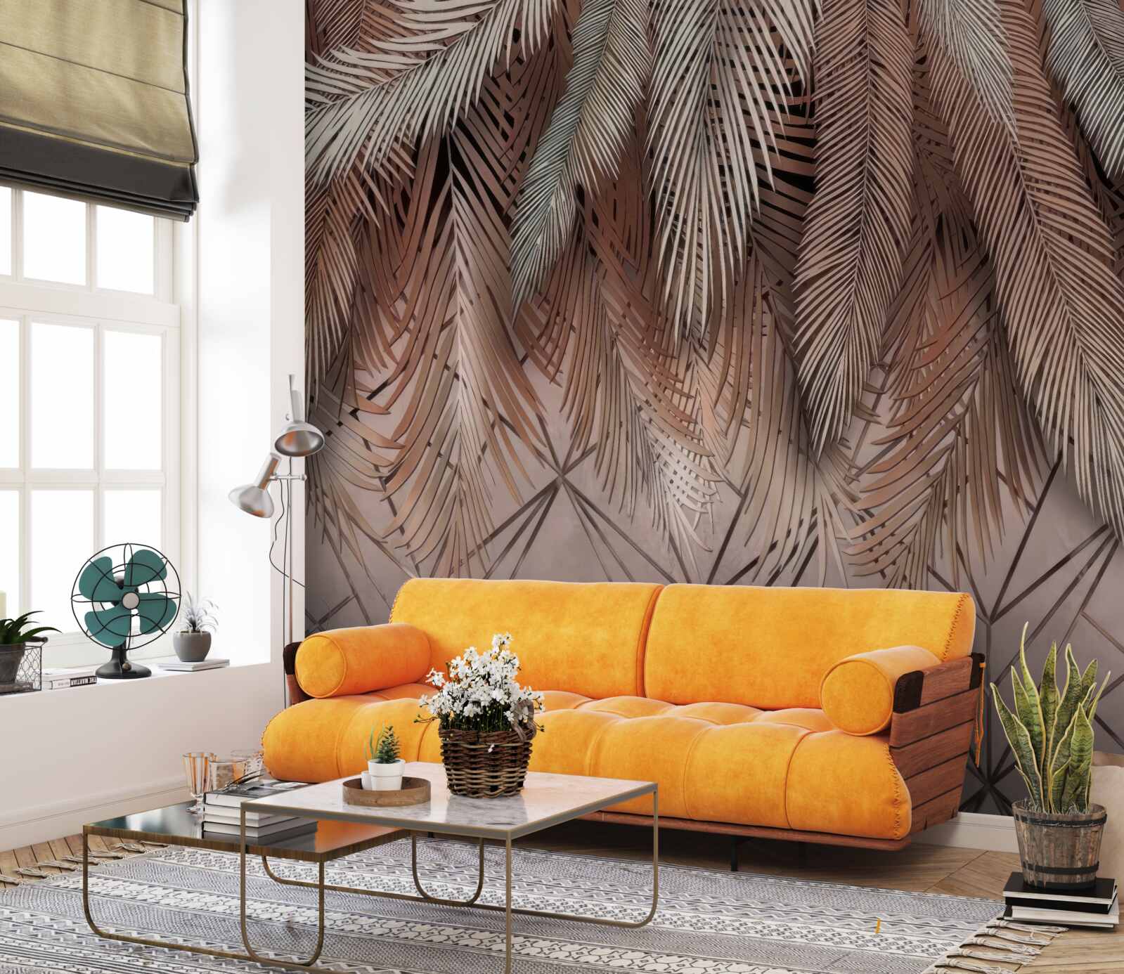 Fototapet modele geometrice și pene