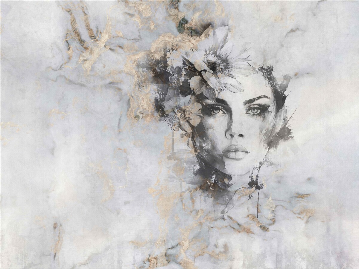 Fototapet imaginea unei fete care privește în depărtare