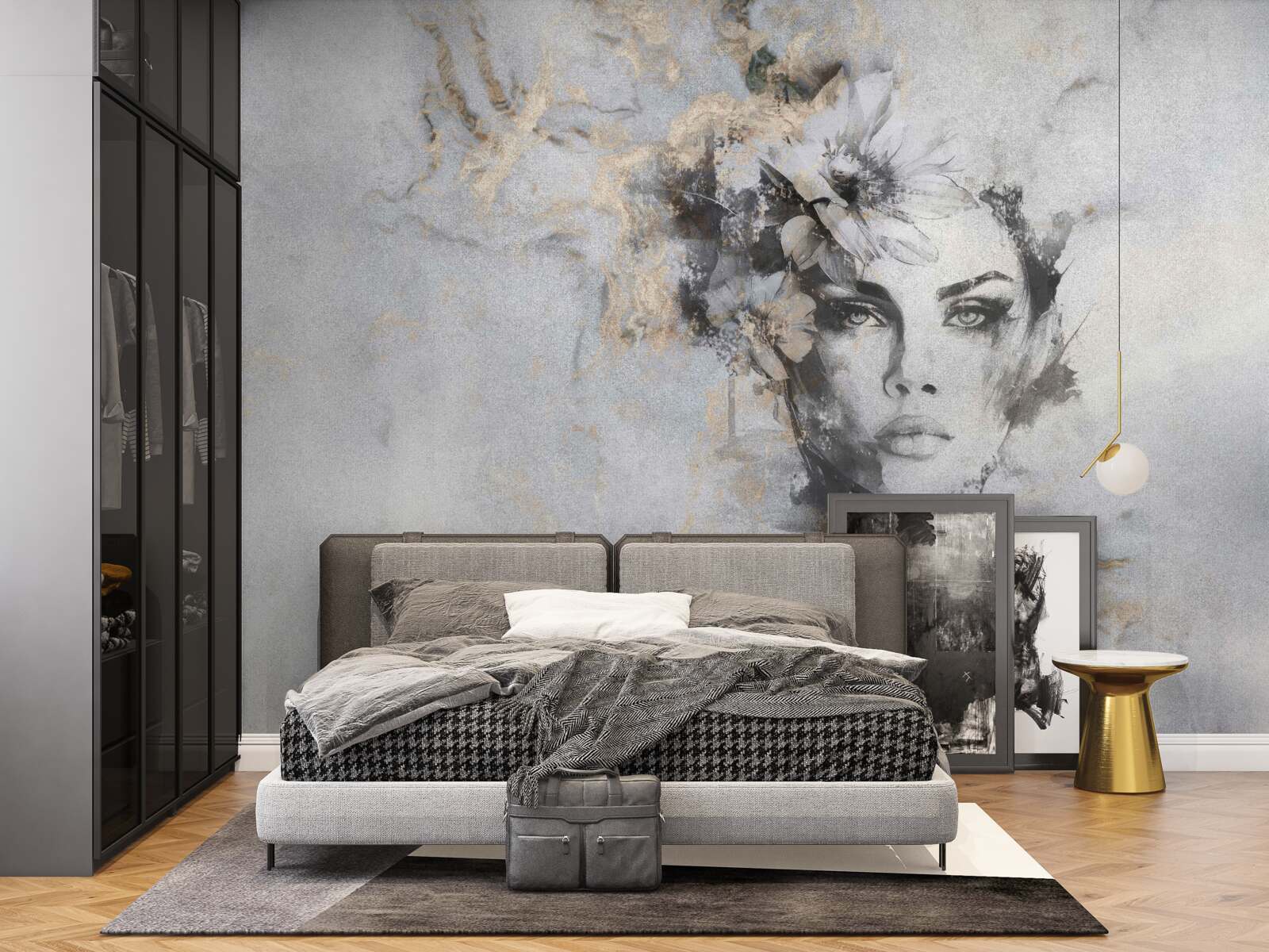 Fototapet imaginea unei fete care privește în depărtare