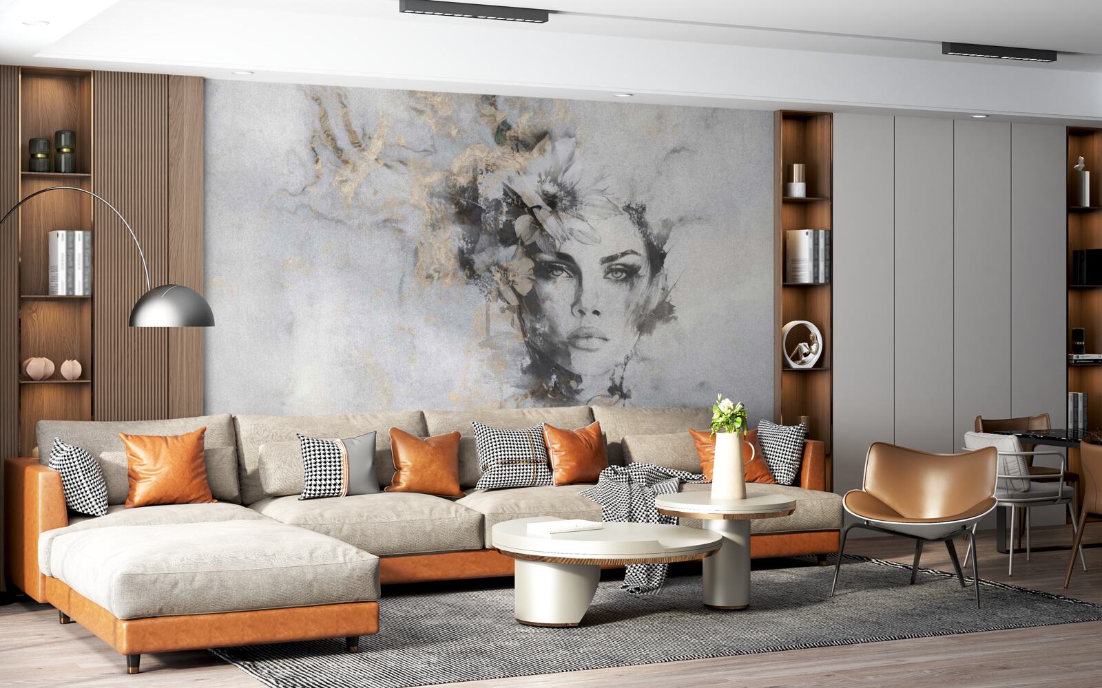 Fototapet imaginea unei fete care privește în depărtare