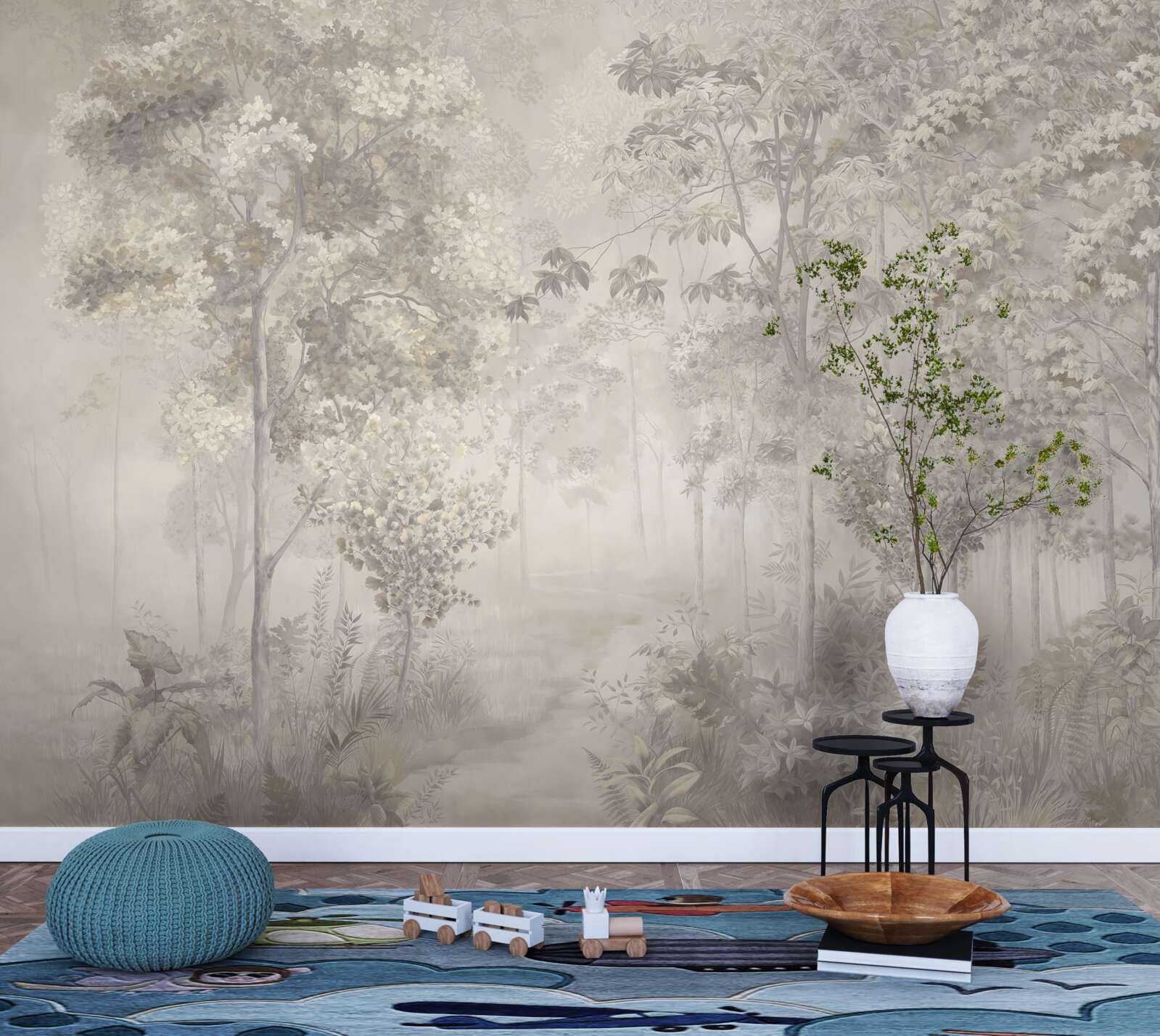 Fototapet livadă de copaci subțiri