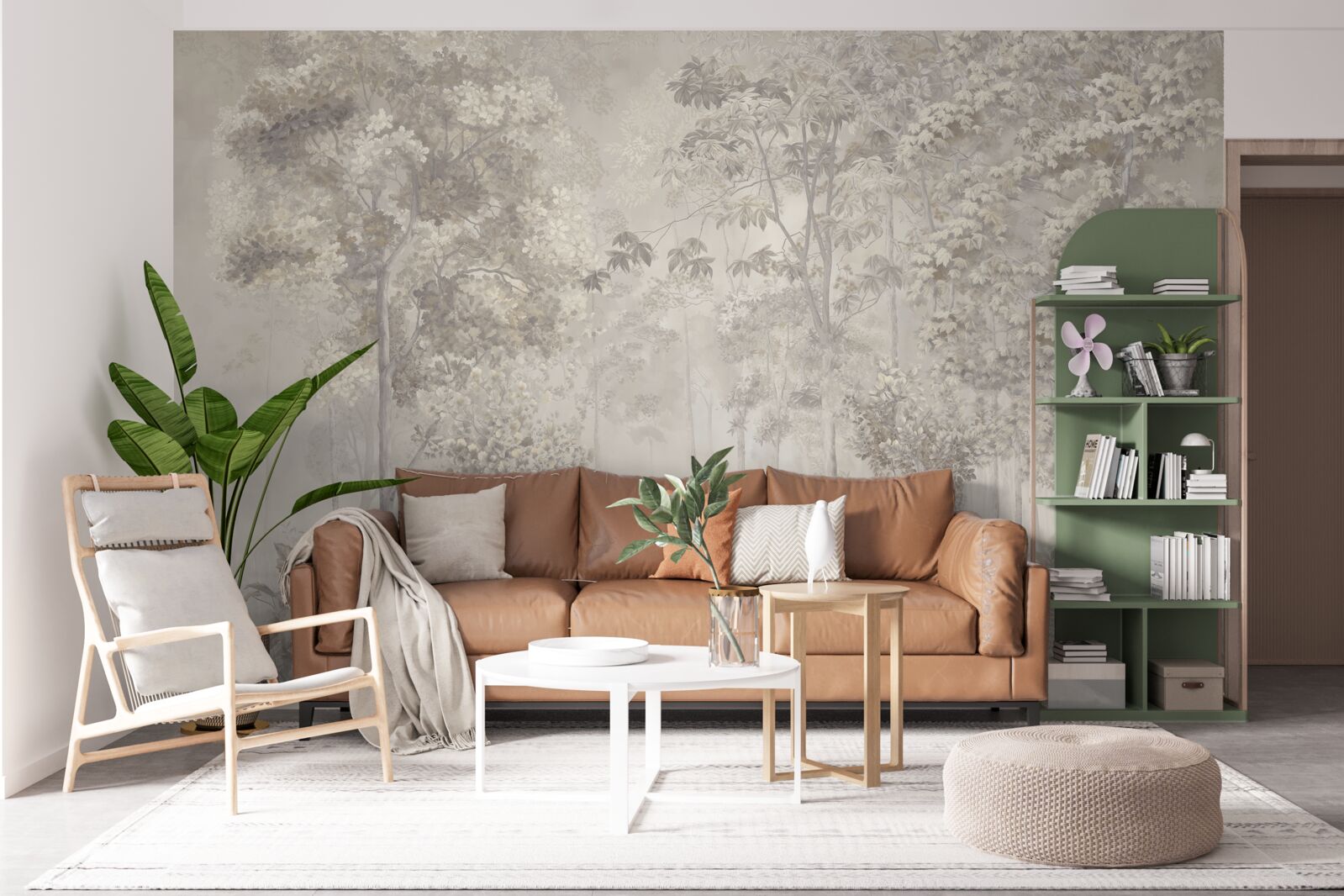 Fototapet livadă de copaci subțiri