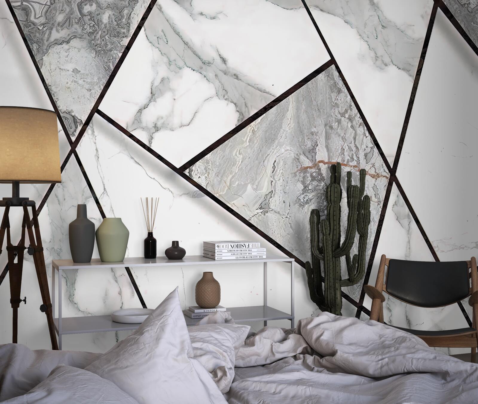 Fototapet plăci de marmură în alb și negru