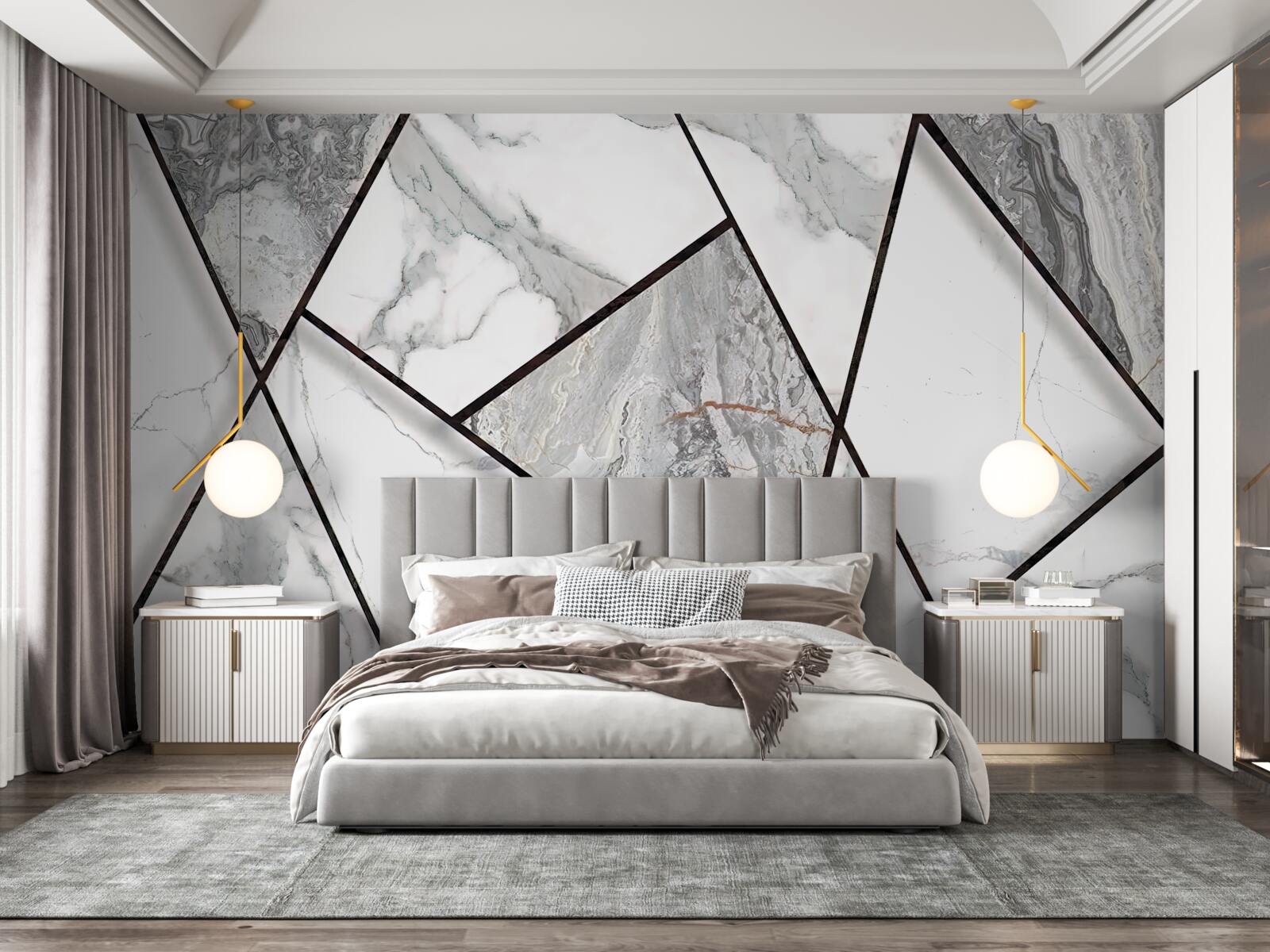 Fototapet plăci de marmură în alb și negru