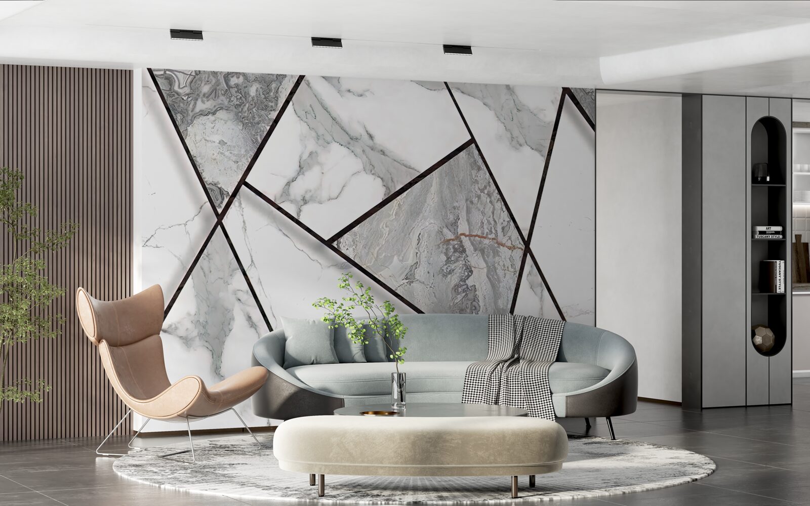 Fototapet plăci de marmură în alb și negru