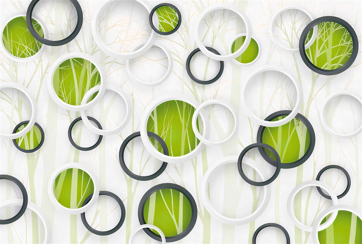 Fototapet jante albe și negre cu o nuanță de verde