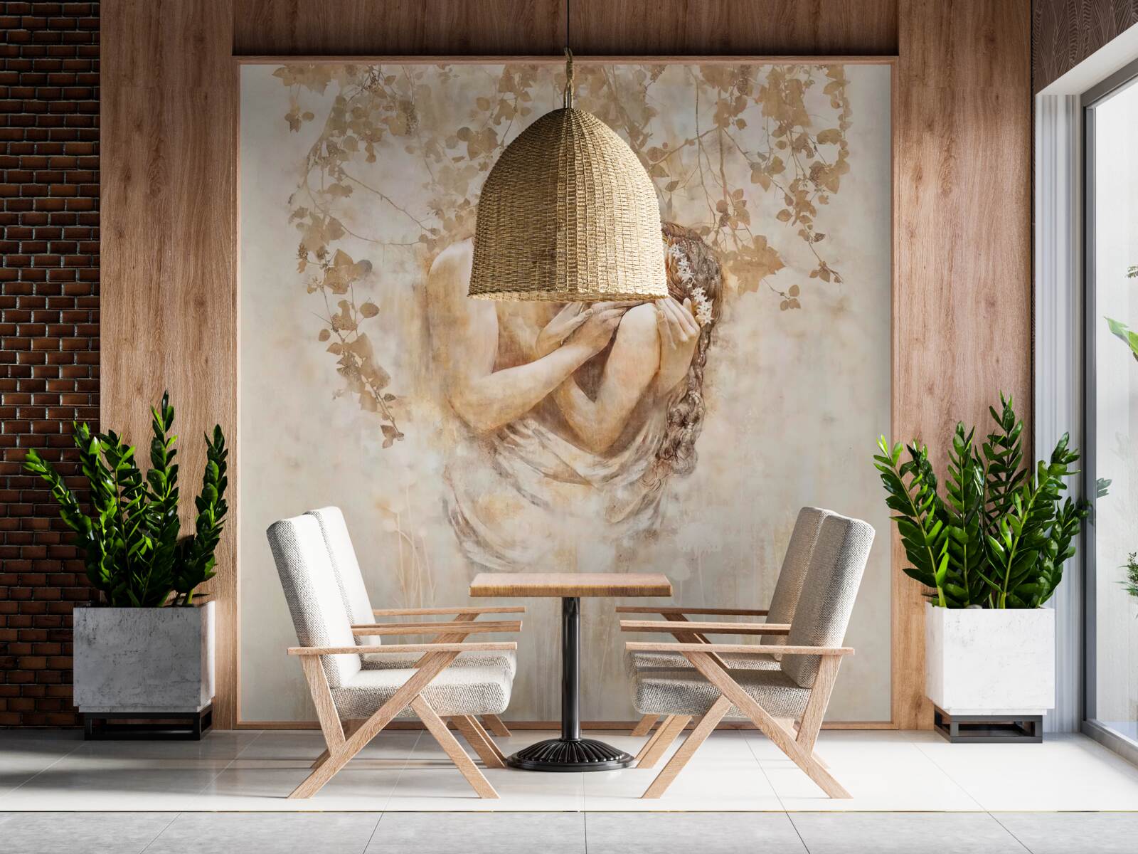 Fototapet un tânăr sărută o fată