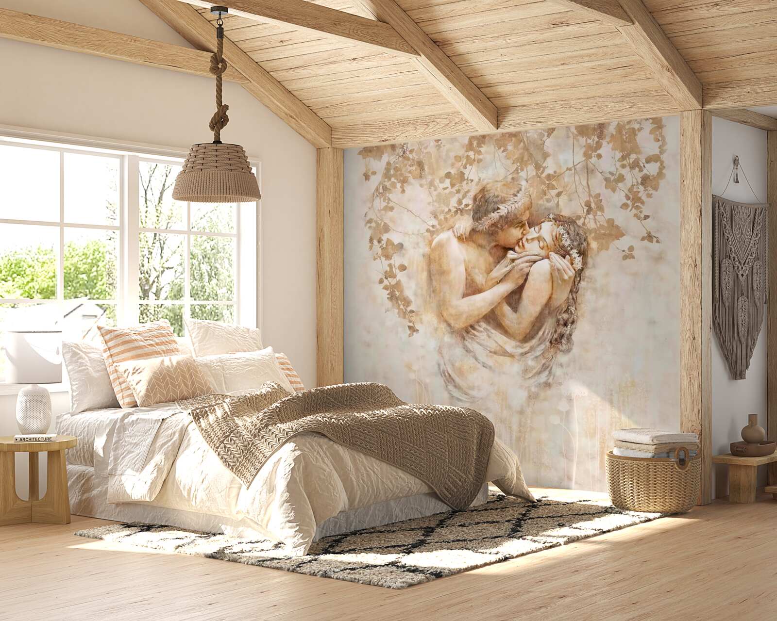 Fototapet un tânăr sărută o fată