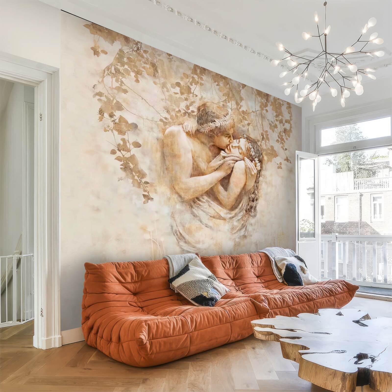 Fototapet un tânăr sărută o fată