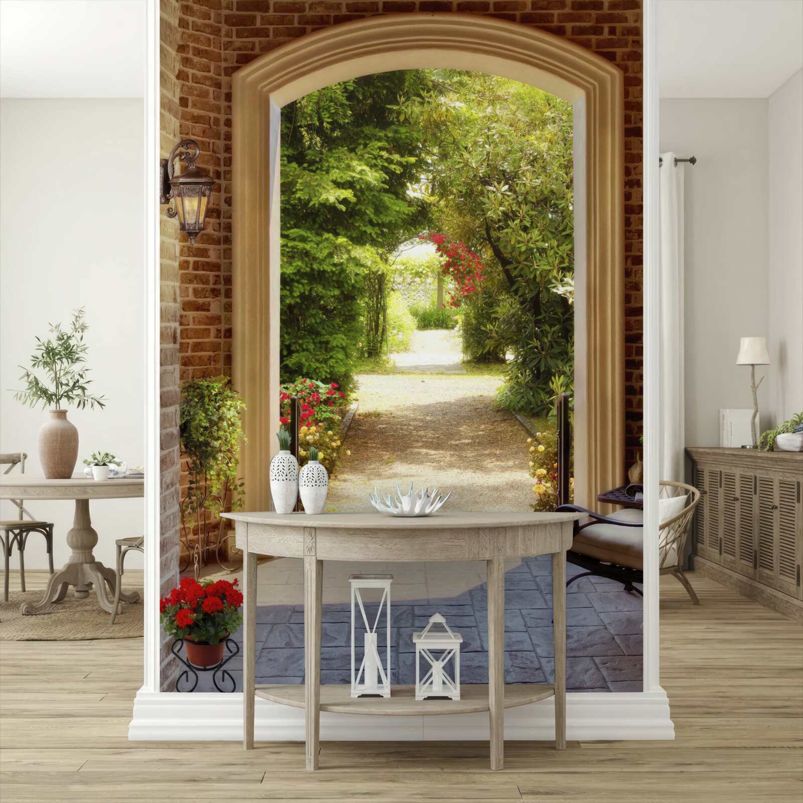 Fototapet bancă lângă arc