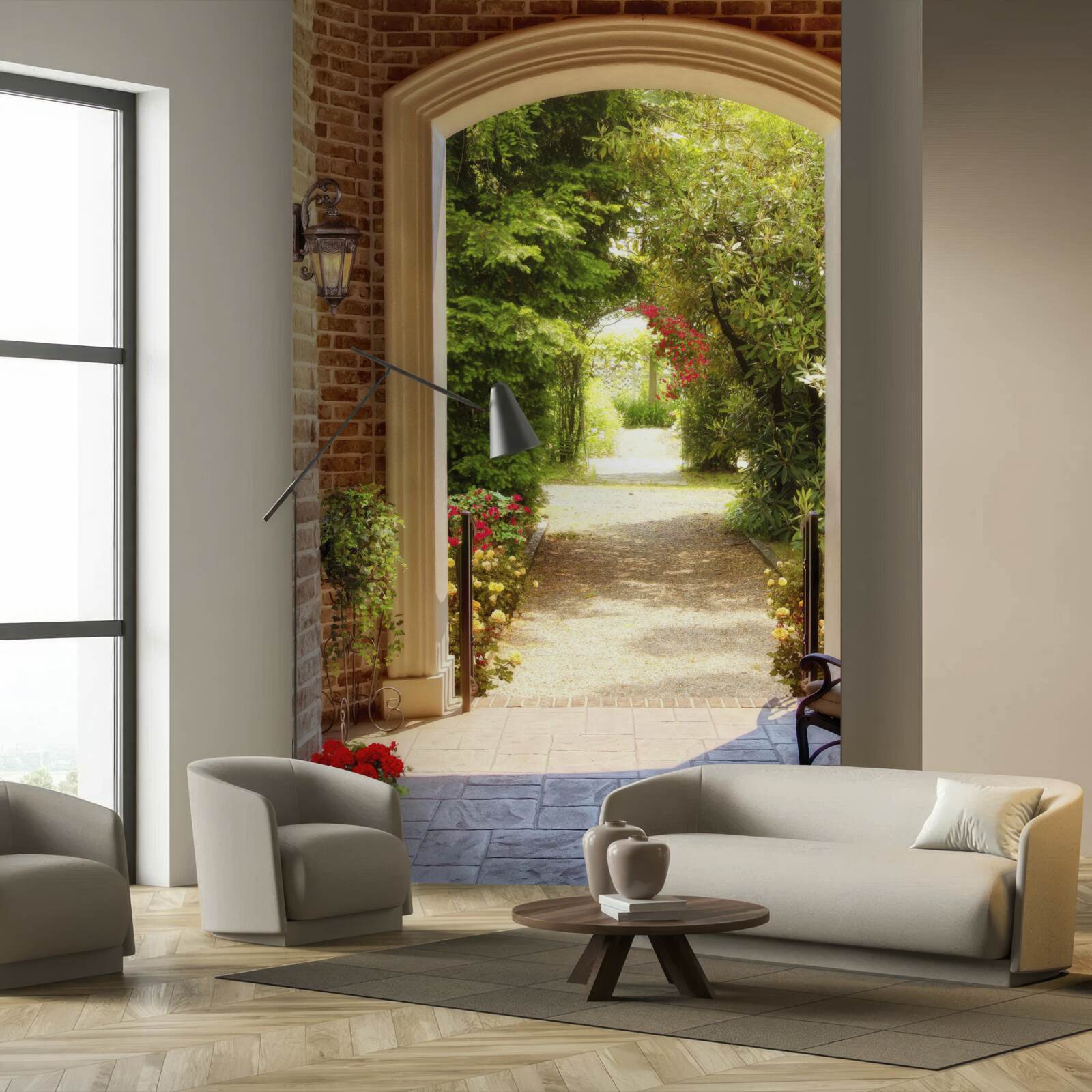 Fototapet bancă lângă arc