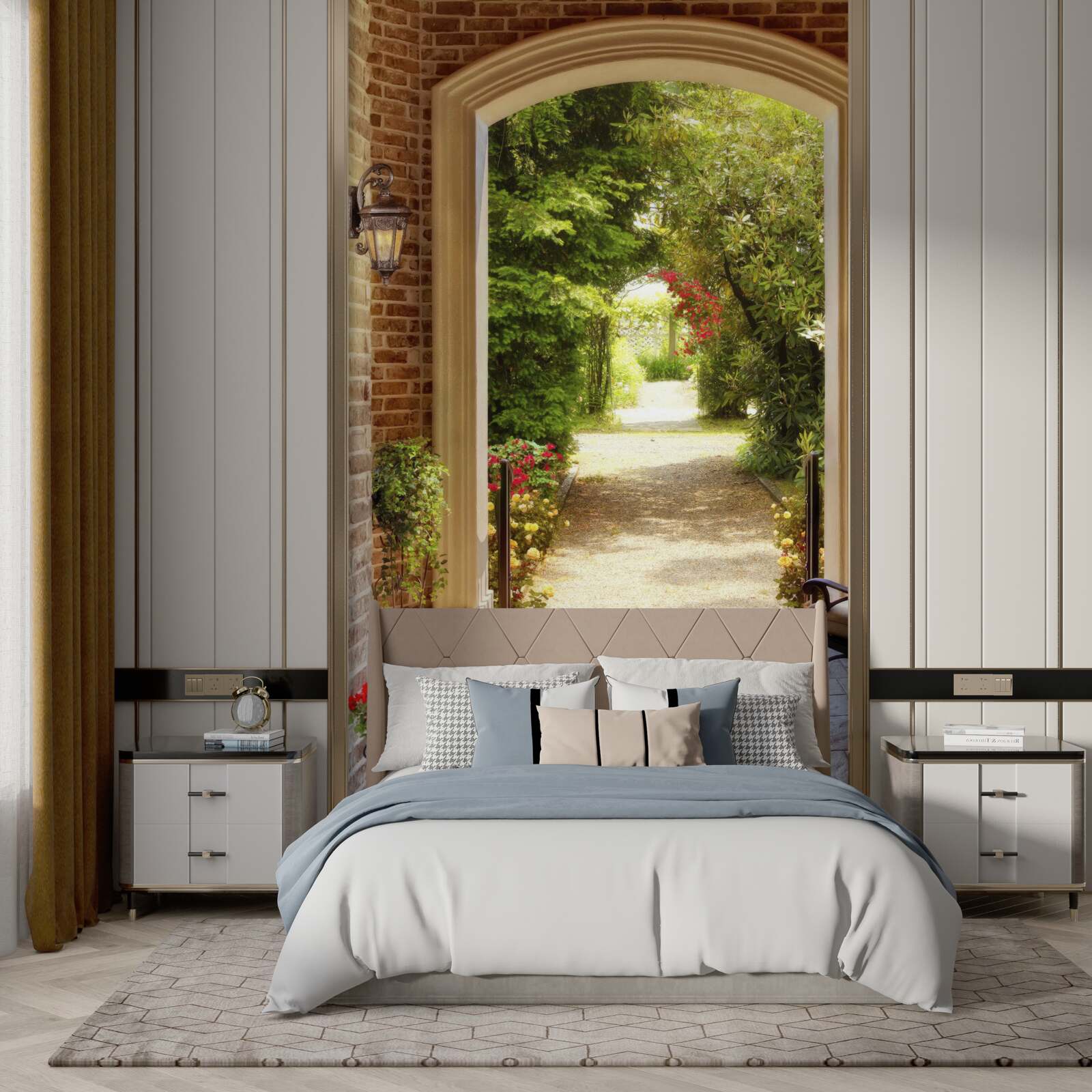 Fototapet bancă lângă arc