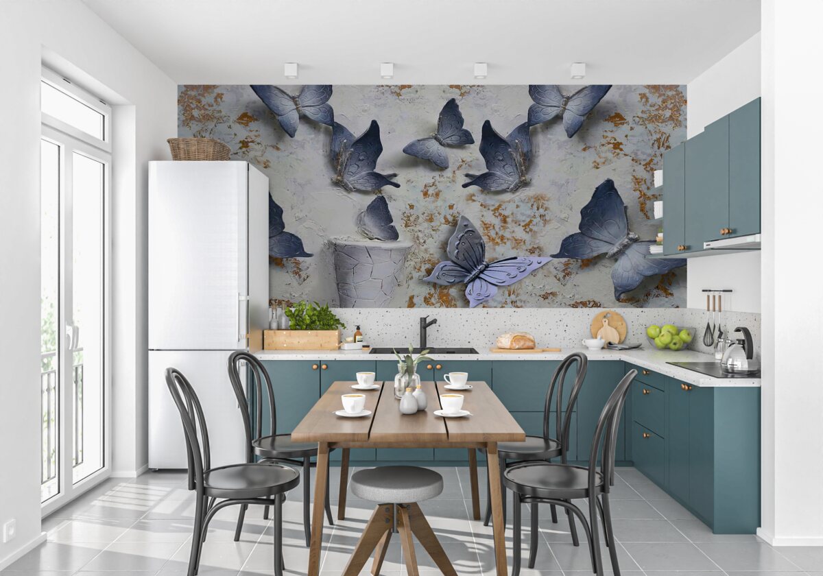 Fototapet fluturi mari albaștri