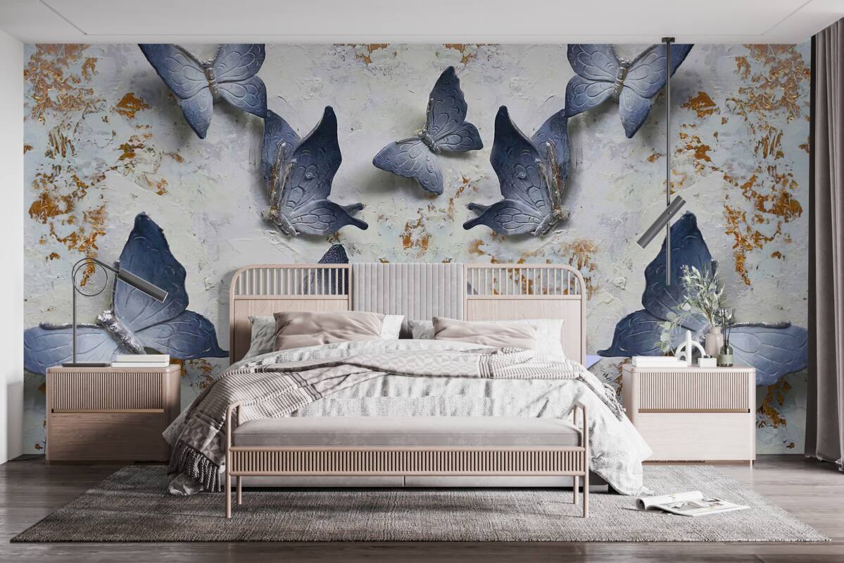 Fototapet fluturi mari albaștri