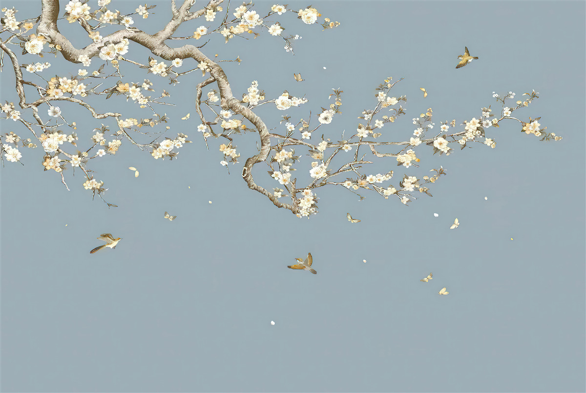 Fototapet trunchi cu flori mici