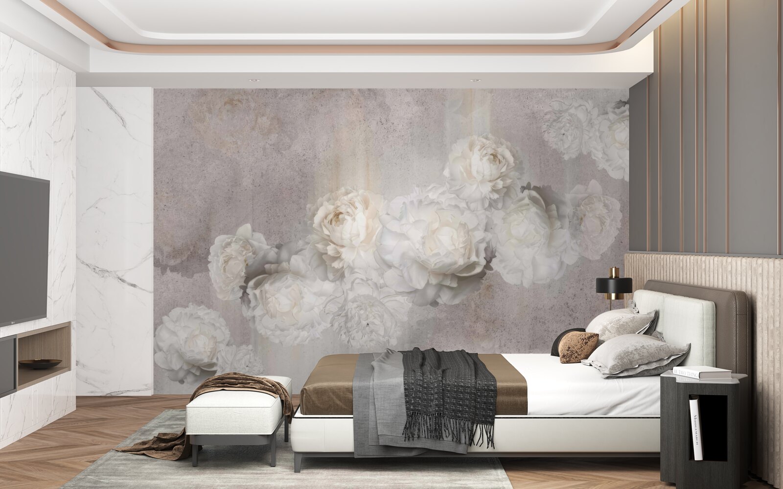 Fototapet flori albe mari