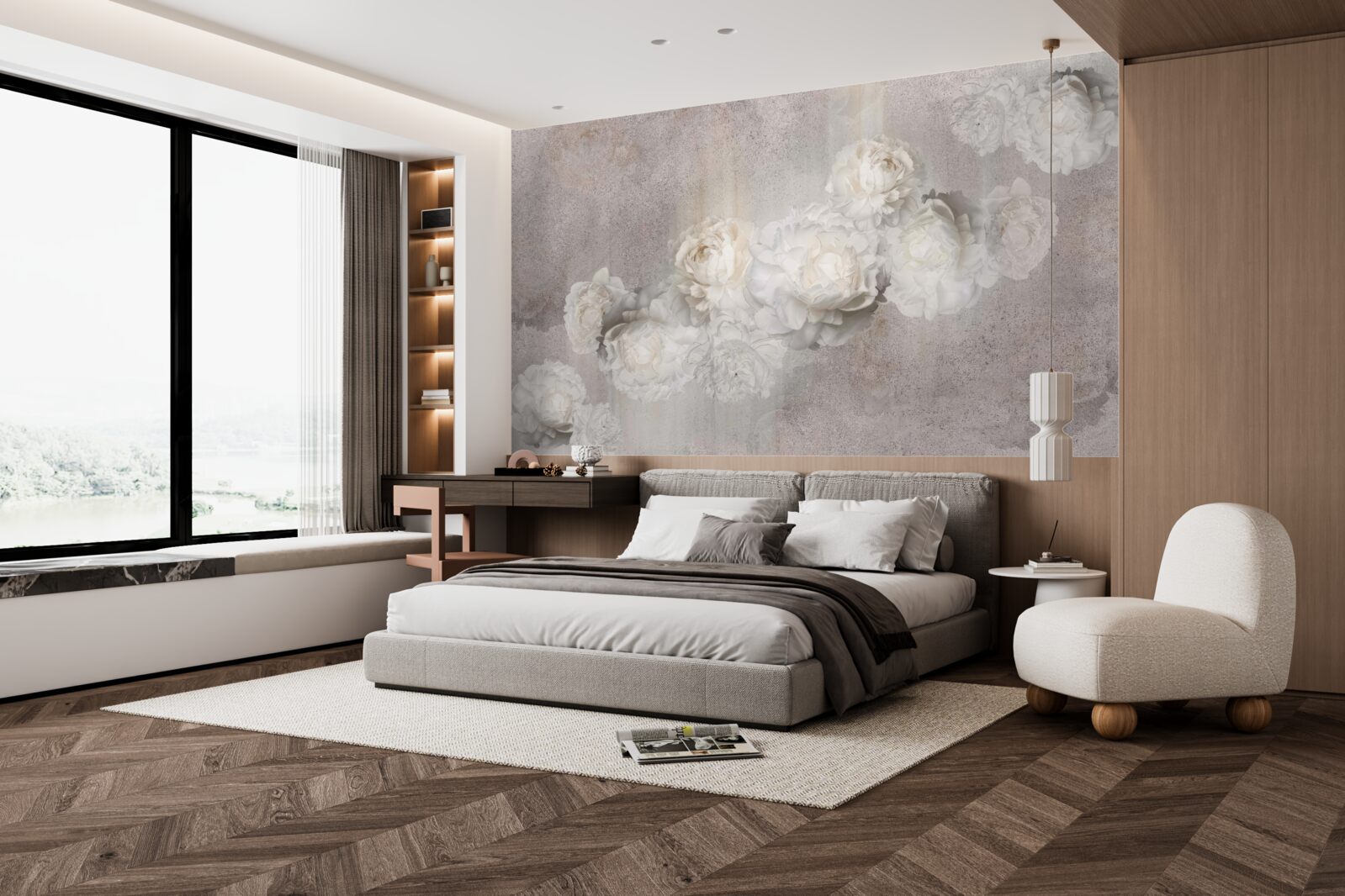 Fototapet flori albe mari