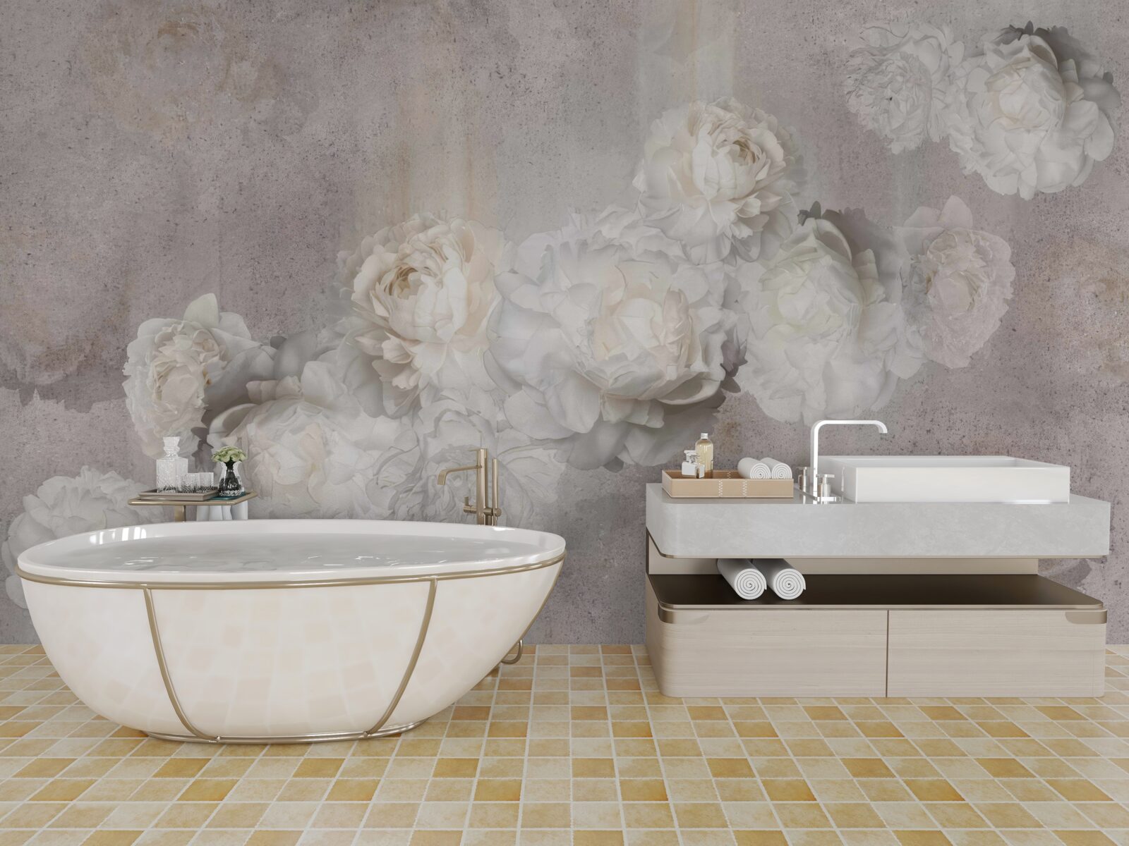 Fototapet flori albe mari