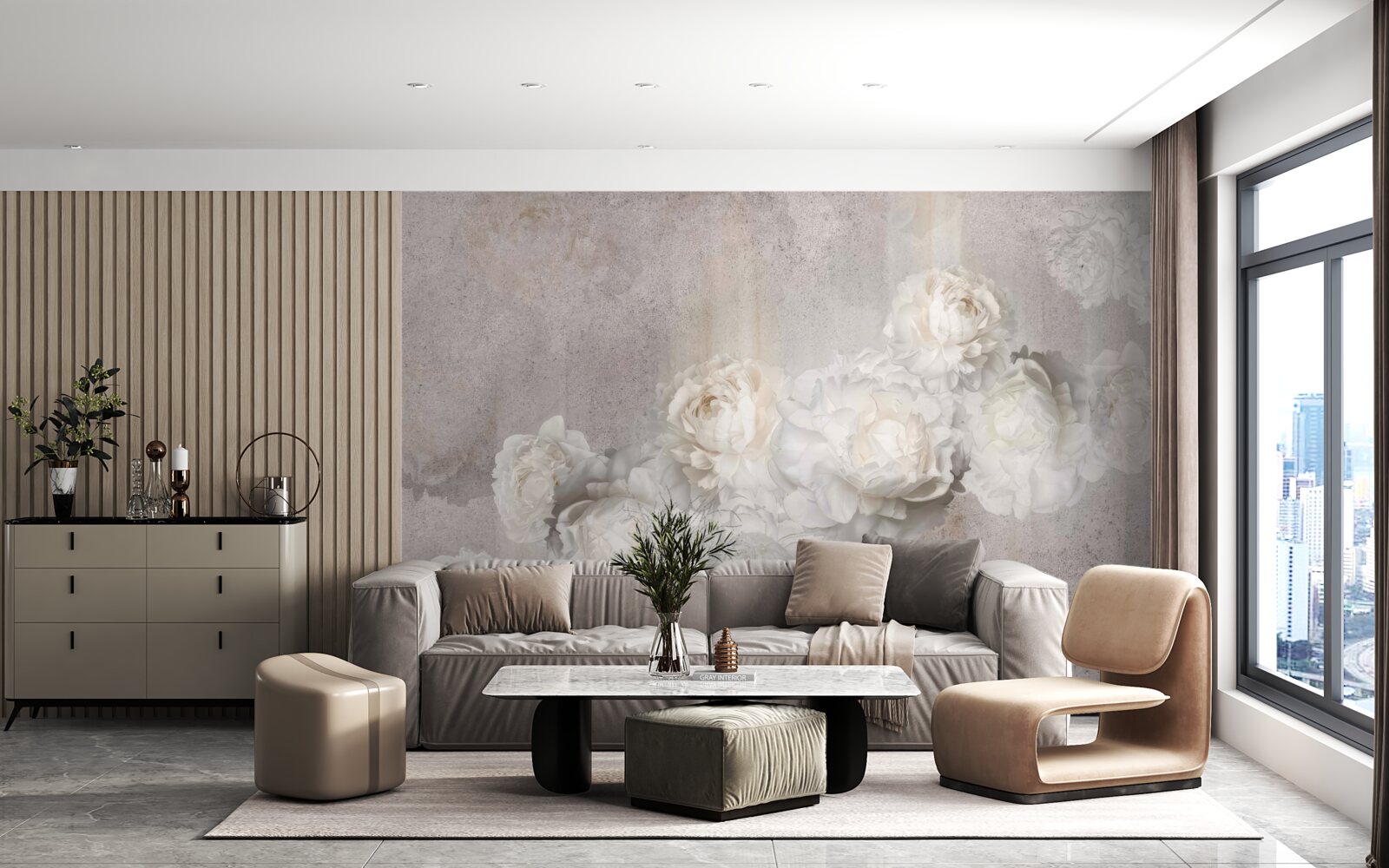 Fototapet flori albe mari